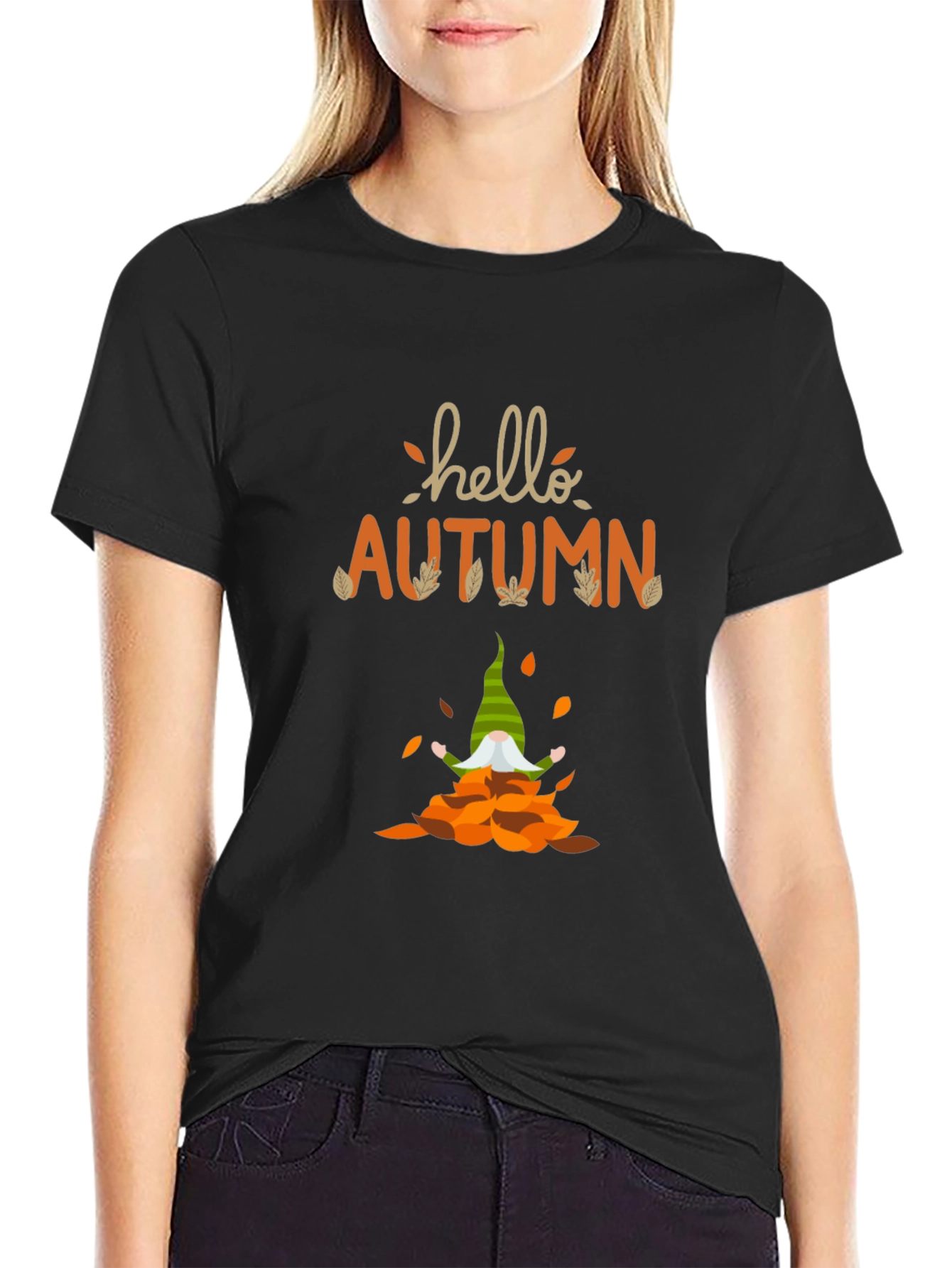 Hello Autumn Gnome T-Shirt - Fall Season Apparel