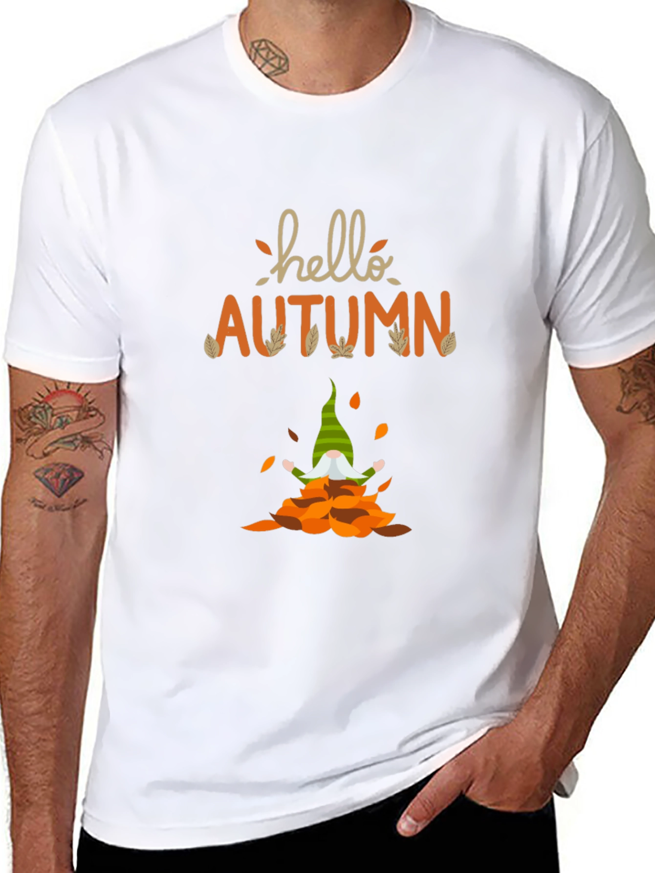 Hello Autumn Gnome T-Shirt - Fall Season Apparel