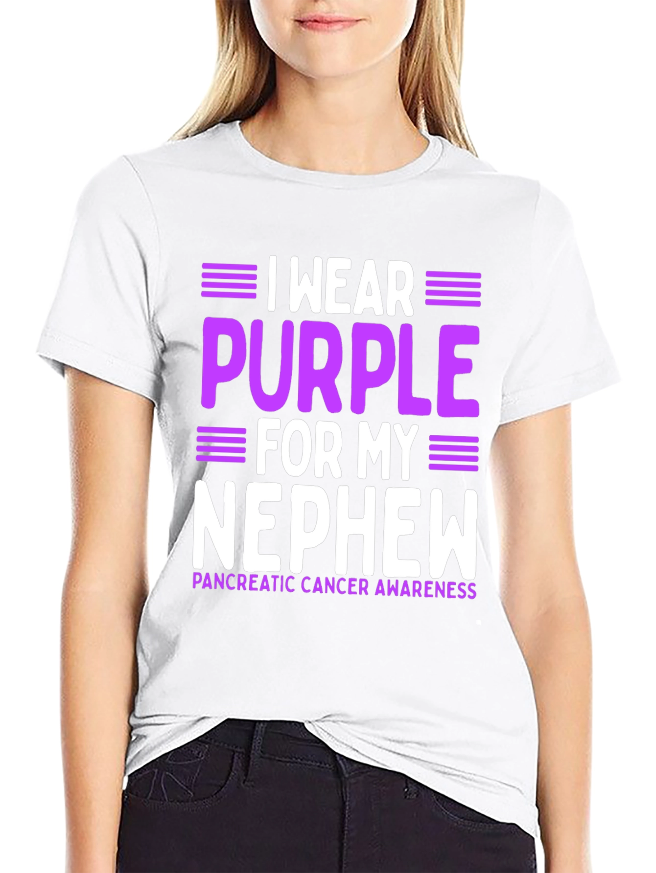 Purple Pancreatic Cancer Awareness Nephew T-Shirt