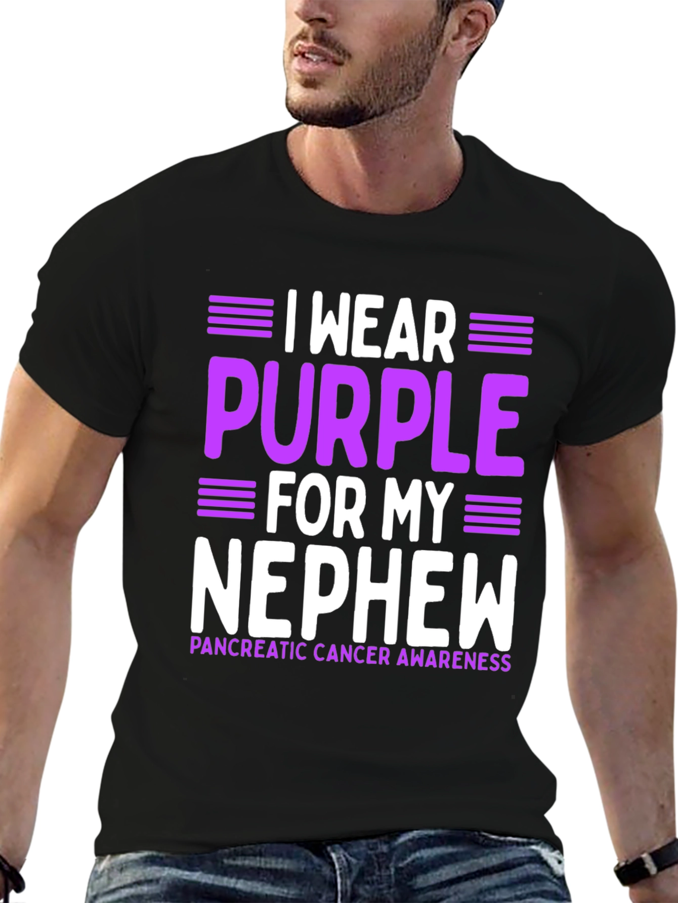 Purple Pancreatic Cancer Awareness Nephew T-Shirt