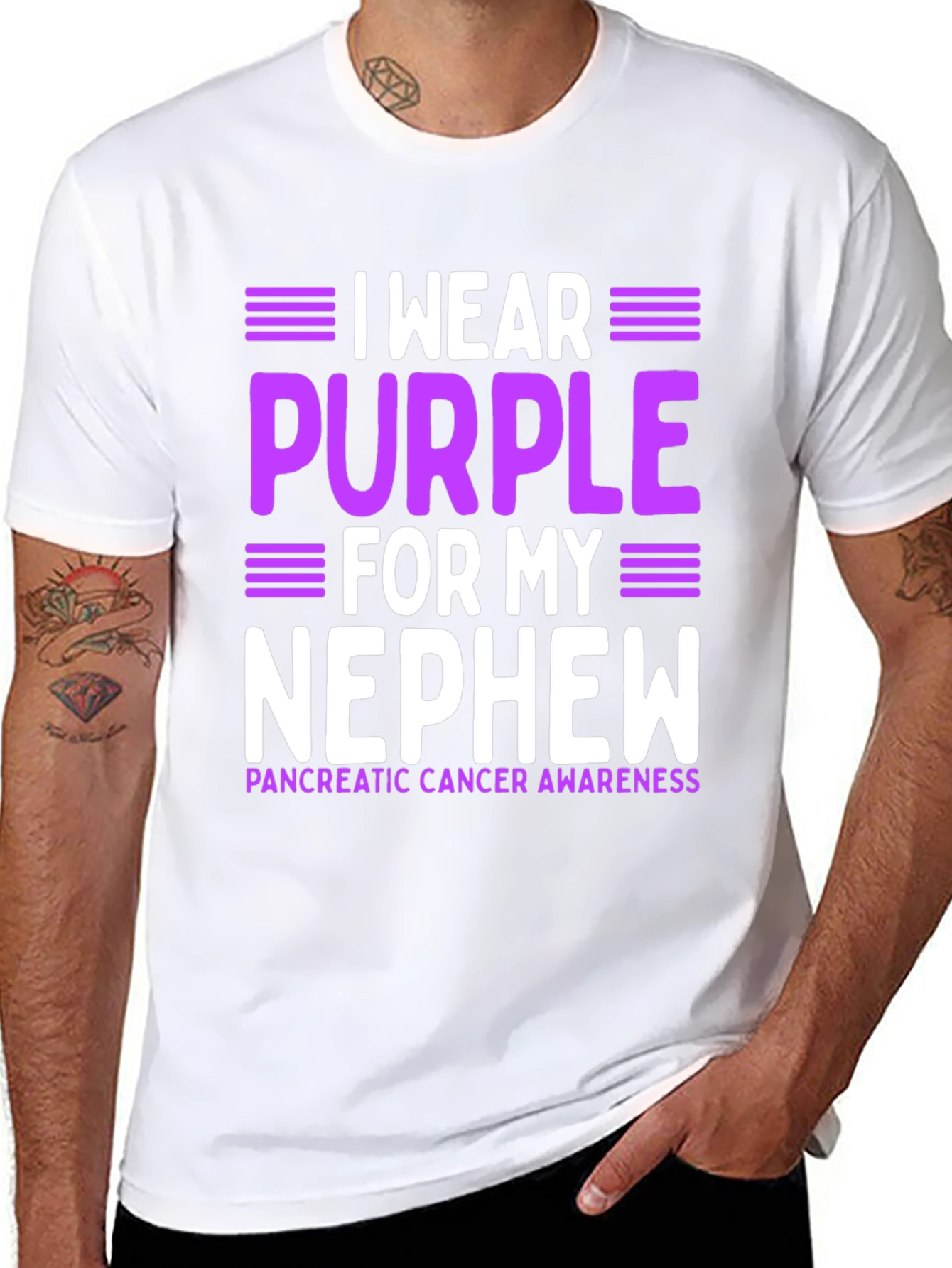 Purple Pancreatic Cancer Awareness Nephew T-Shirt
