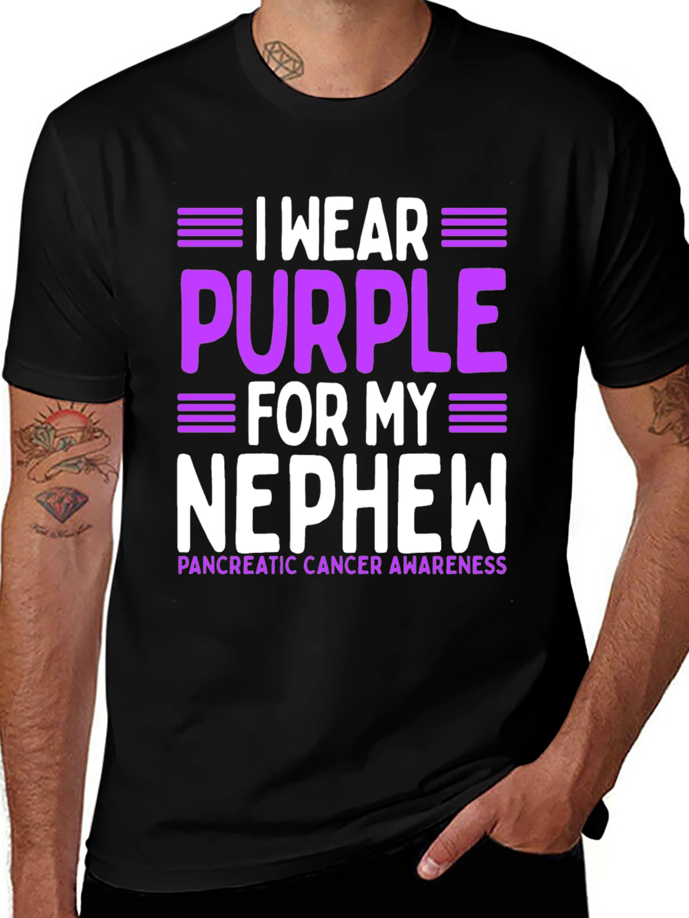 Purple Pancreatic Cancer Awareness Nephew T-Shirt