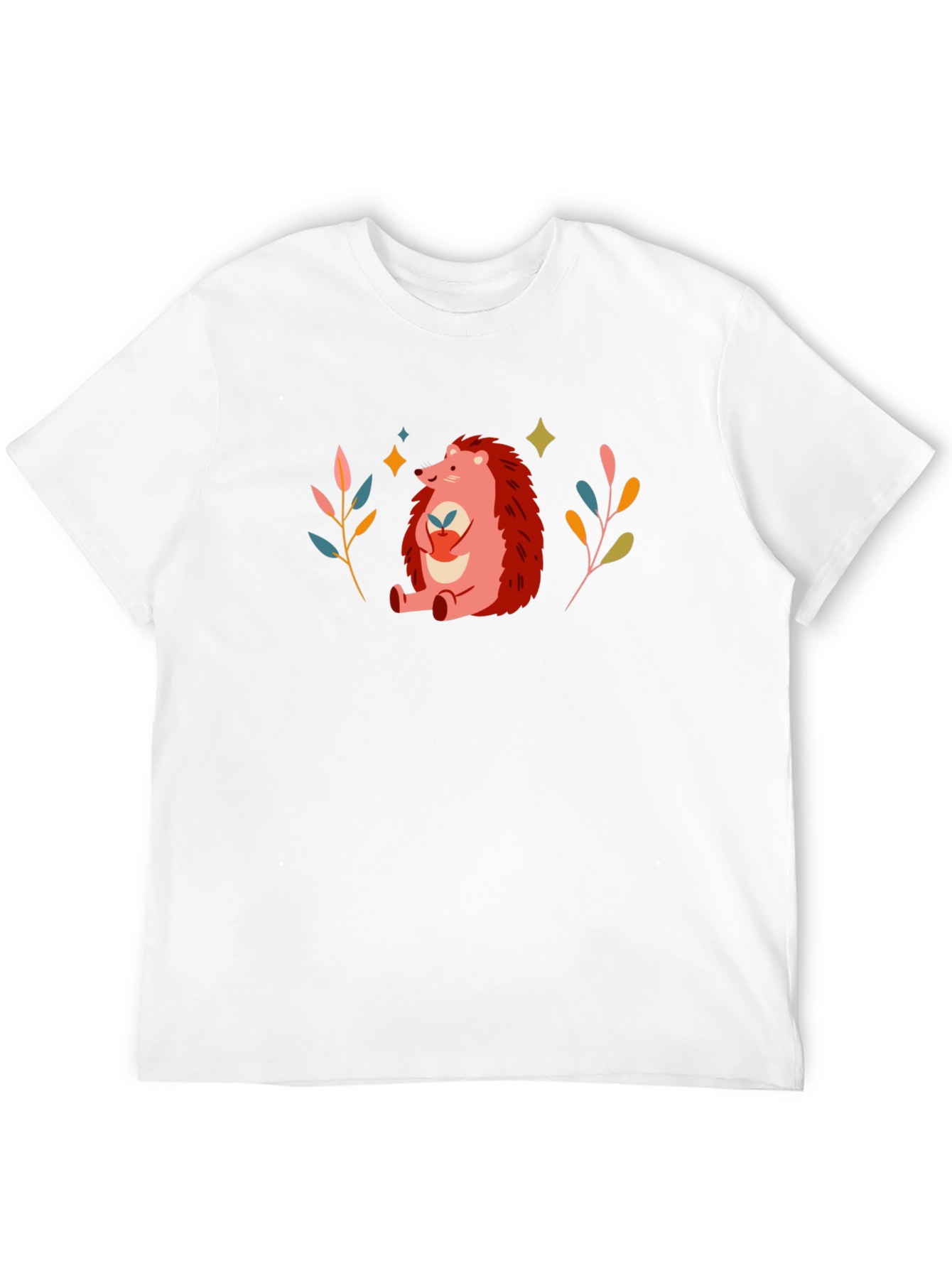 Cute Hedgehog Graphic Print Black T-Shirt