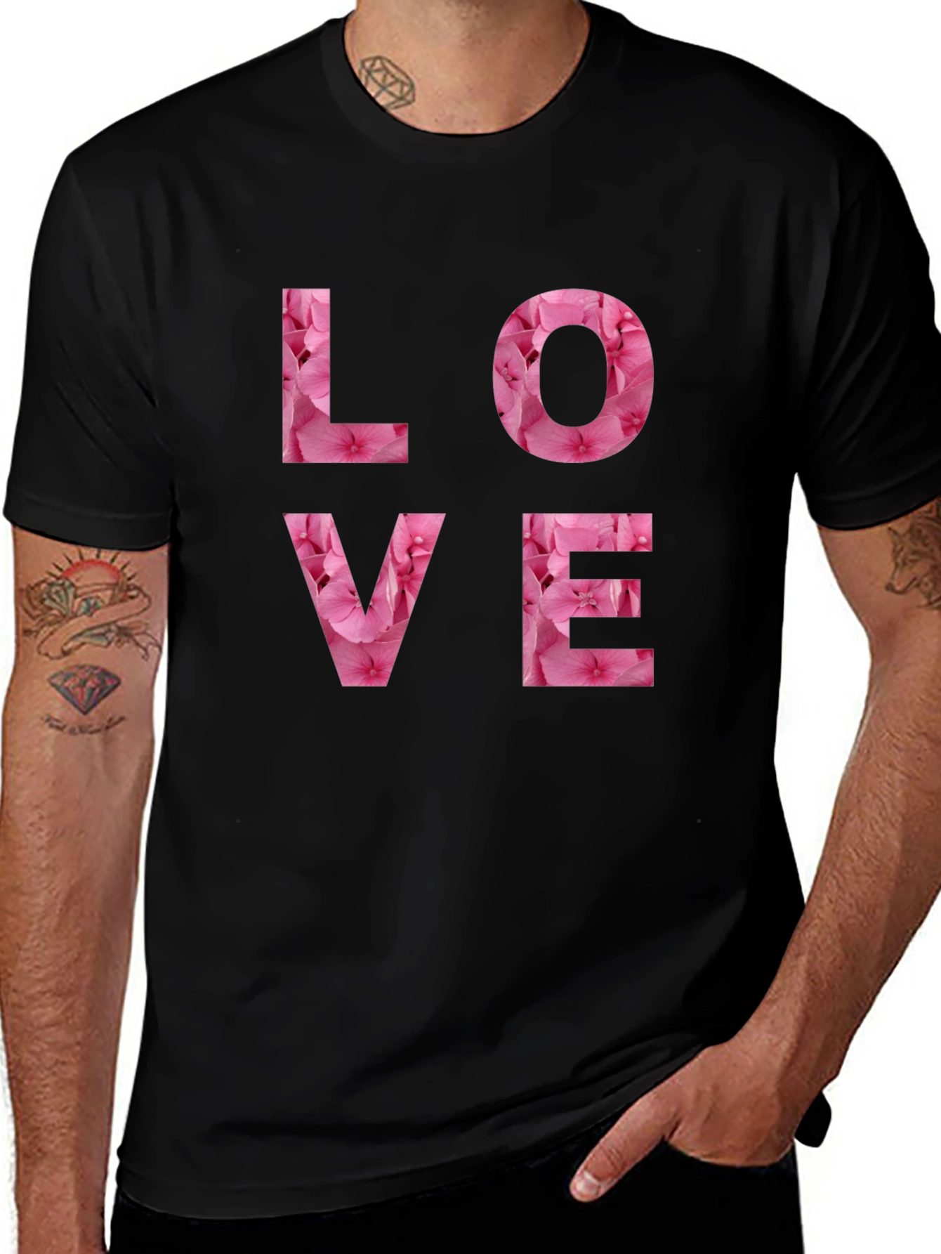 Floral LOVE Graphic Tee - Black
