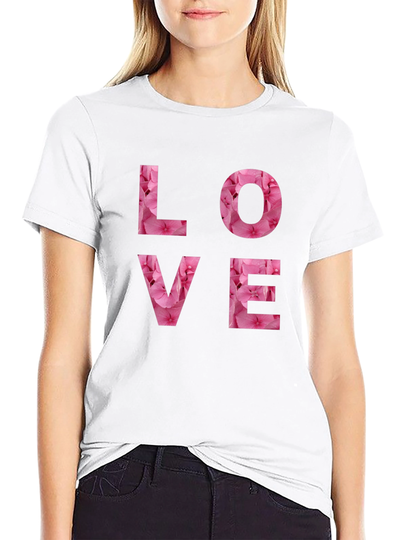 Floral LOVE Graphic Tee - Black