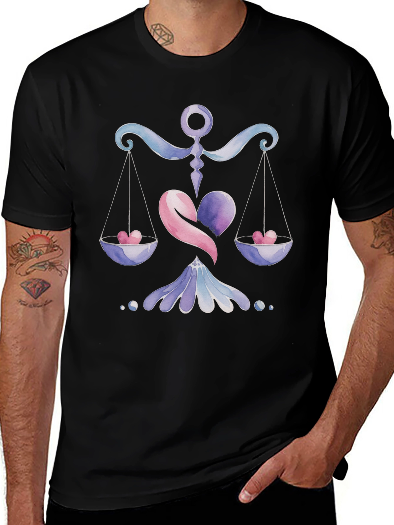 Libra Zodiac Heart Scales T-Shirt
