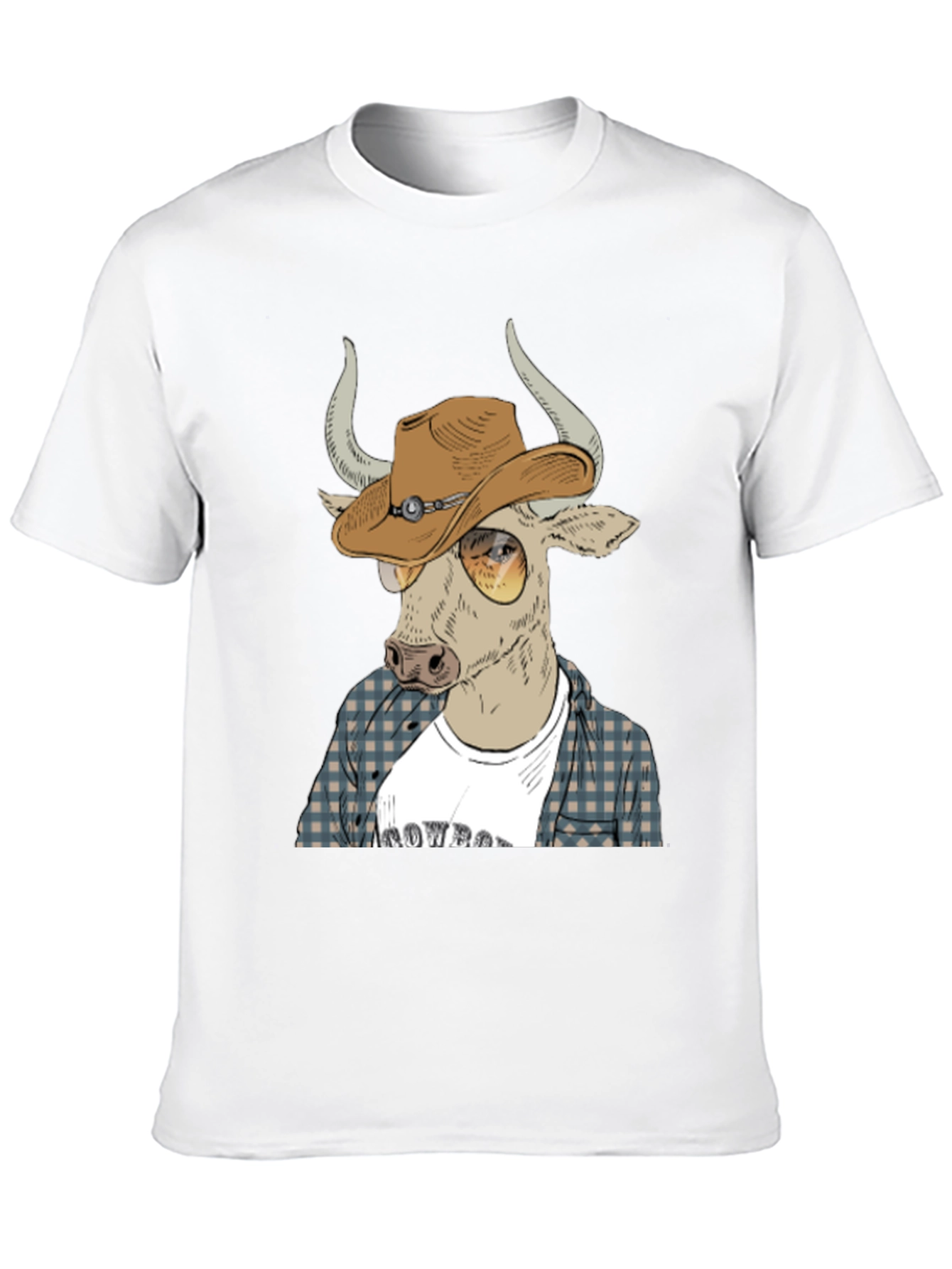 Cowboy Bull Graphic Tee - Black Crew Neck T-Shirt
