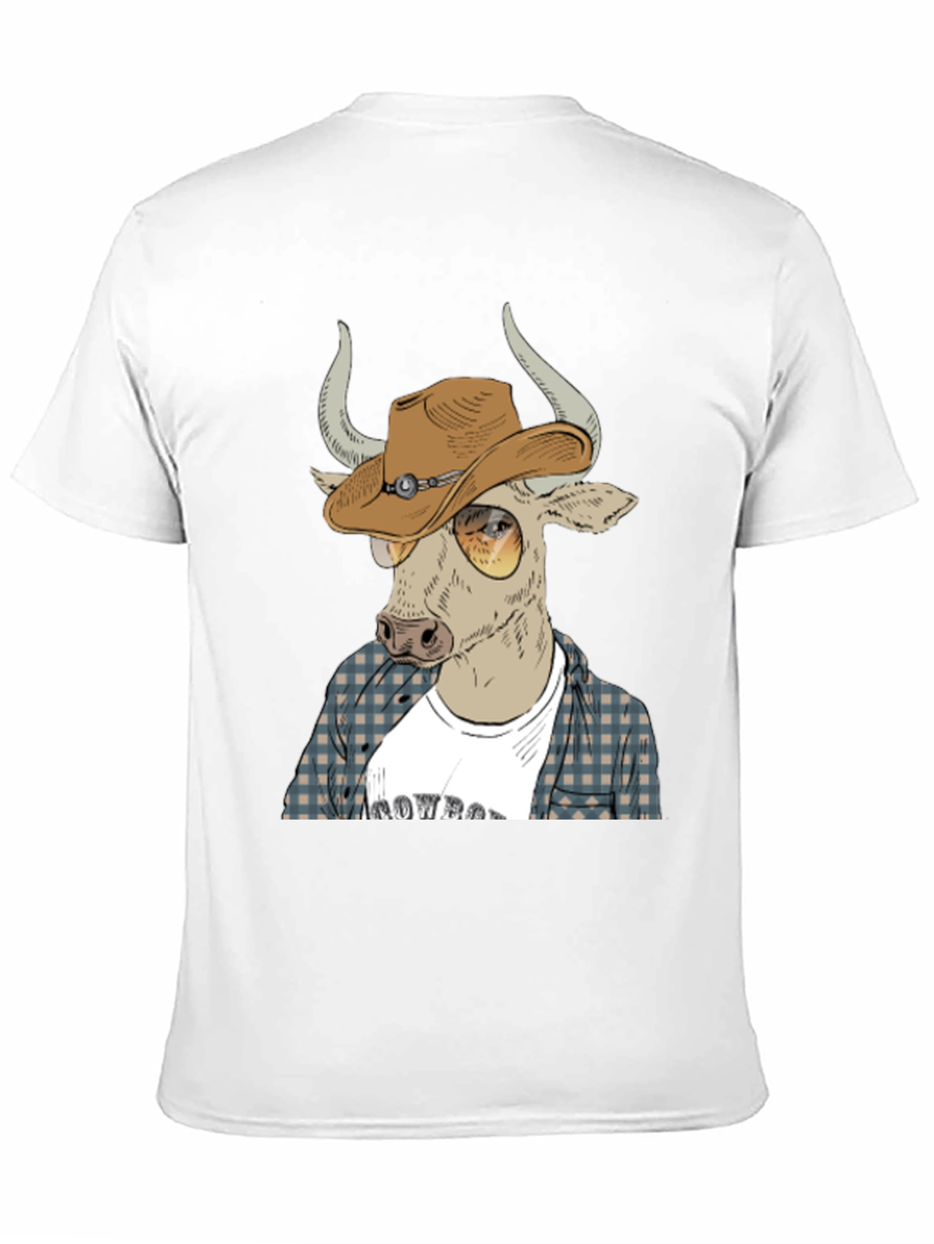 Cowboy Bull Graphic Tee - Black Crew Neck T-Shirt