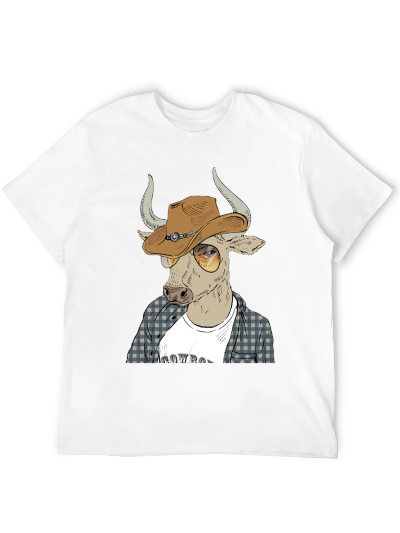 Cowboy Bull Graphic Tee - Black Crew Neck T-Shirt