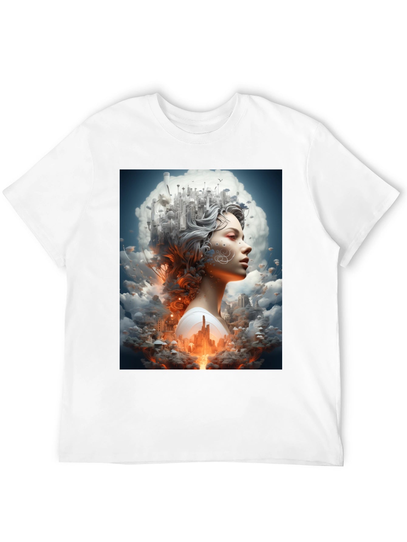 Artistic Cityscape Woman Black T-Shirt