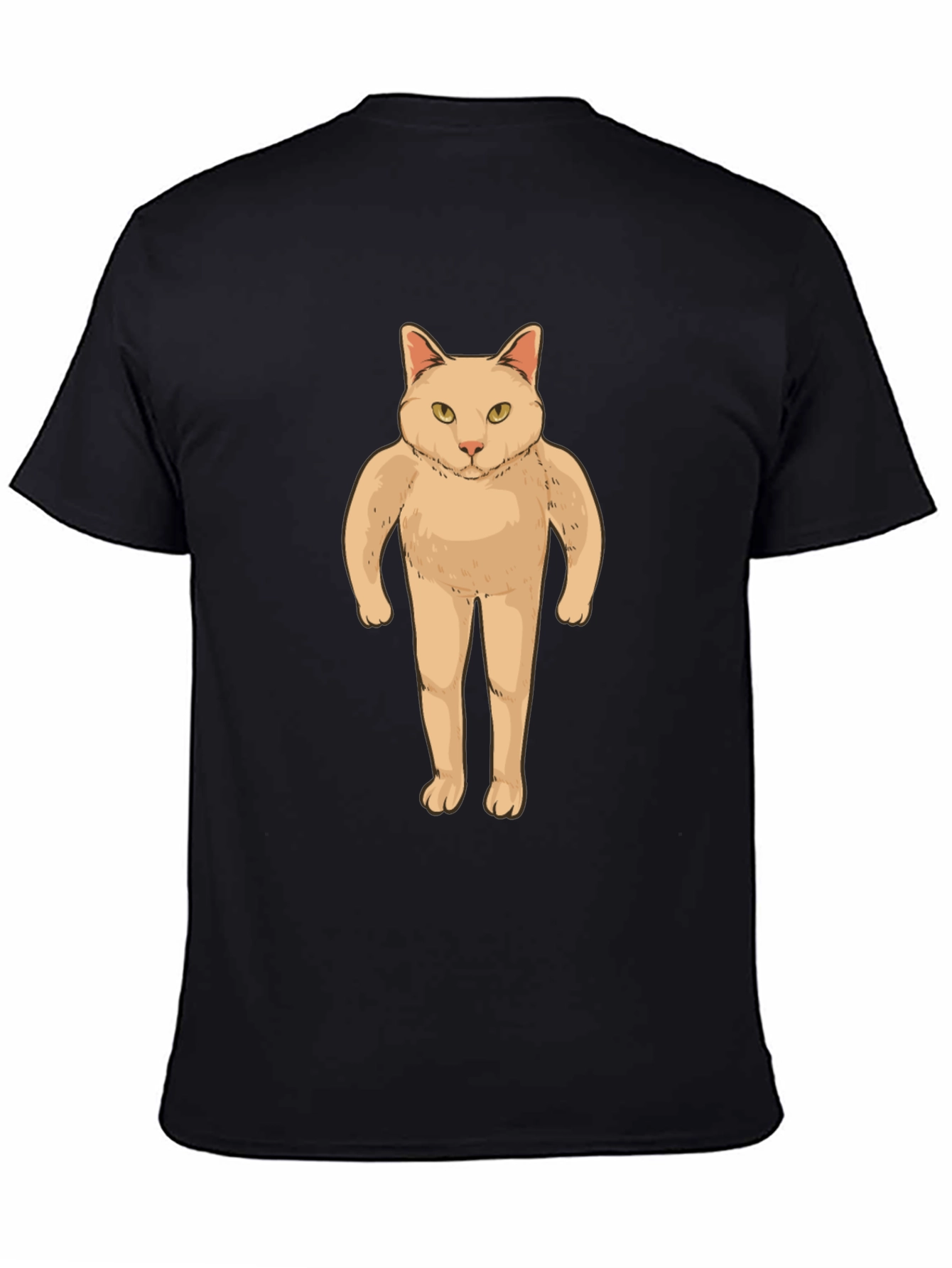 Funny Cat Man T-Shirt - Black Graphic Tee