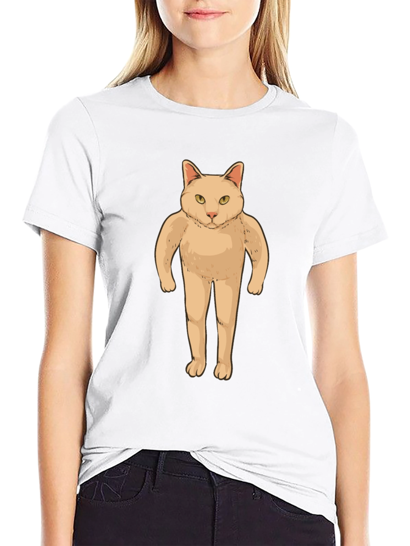 Funny Cat Man T-Shirt - Black Graphic Tee