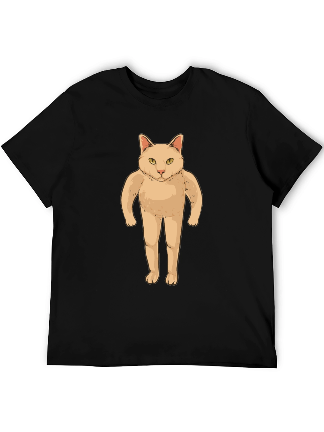Funny Cat Man T-Shirt - Black Graphic Tee