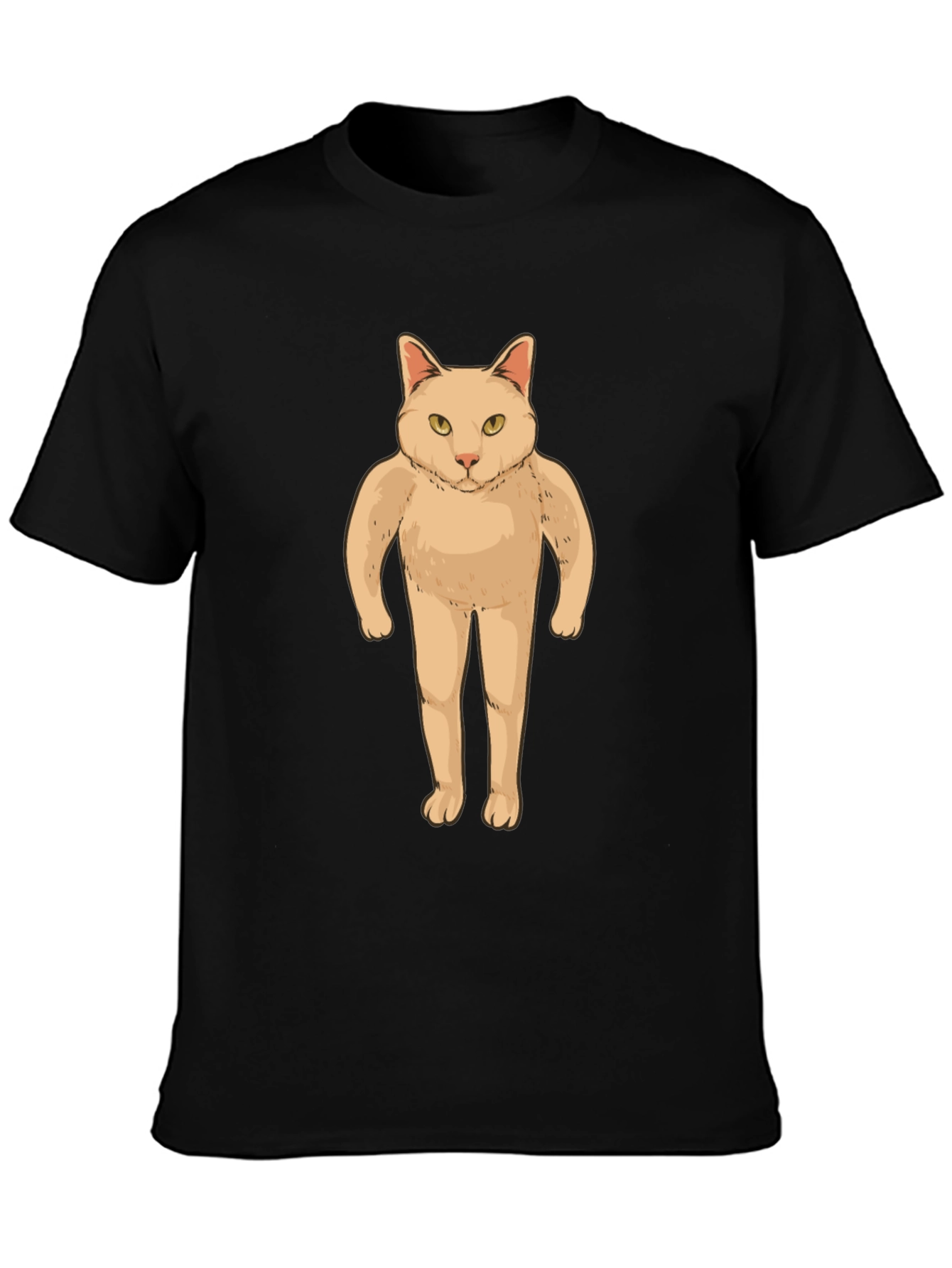 Funny Cat Man T-Shirt - Black Graphic Tee