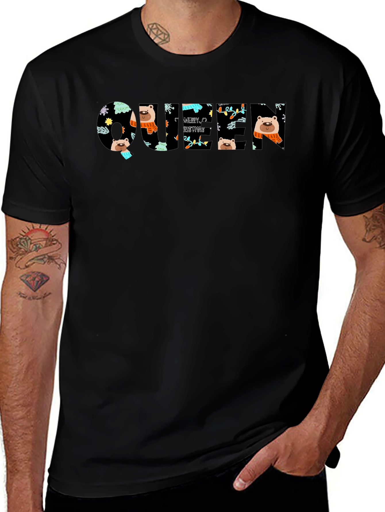 Cute Winter Bears Black T-Shirt