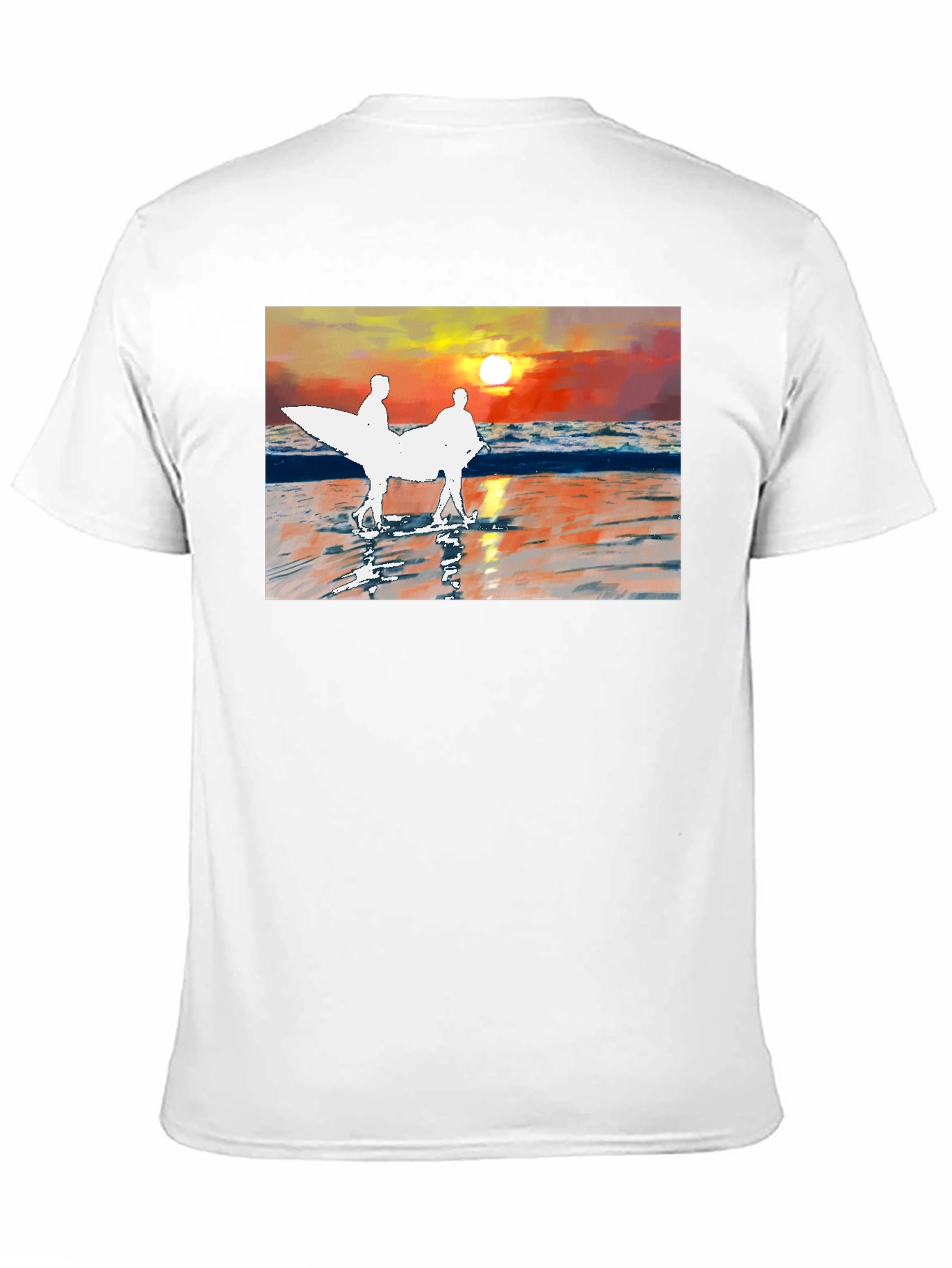 Sunset Surfer Graphic Tee - Black Cotton T-Shirt