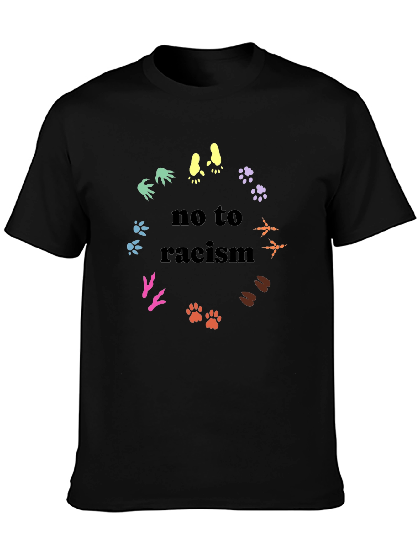 No To Racism T-Shirt - Animal Paw Prints