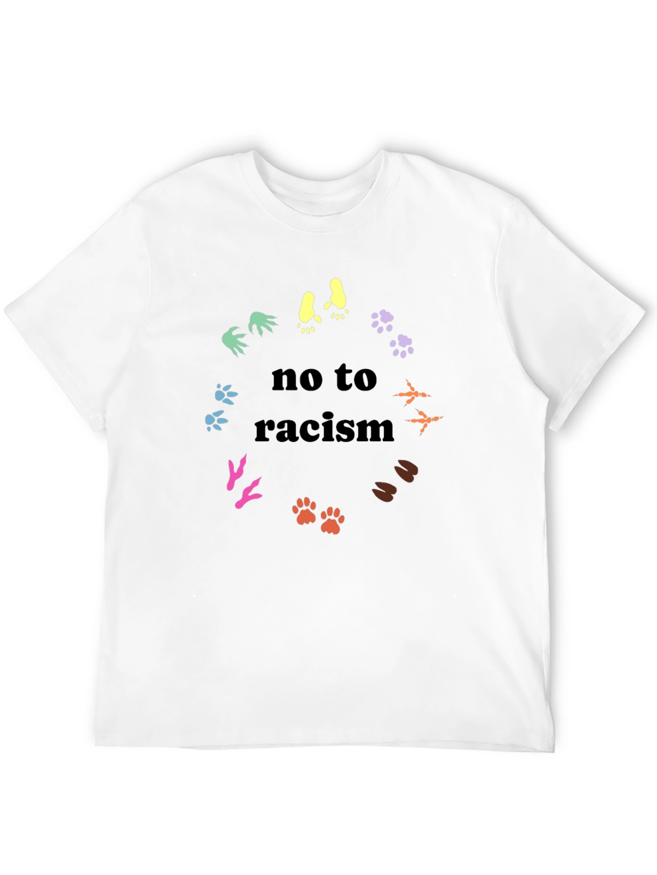 No To Racism T-Shirt - Animal Paw Prints