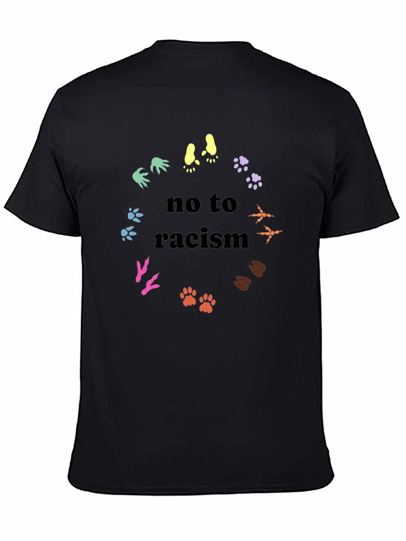 No To Racism T-Shirt - Animal Paw Prints