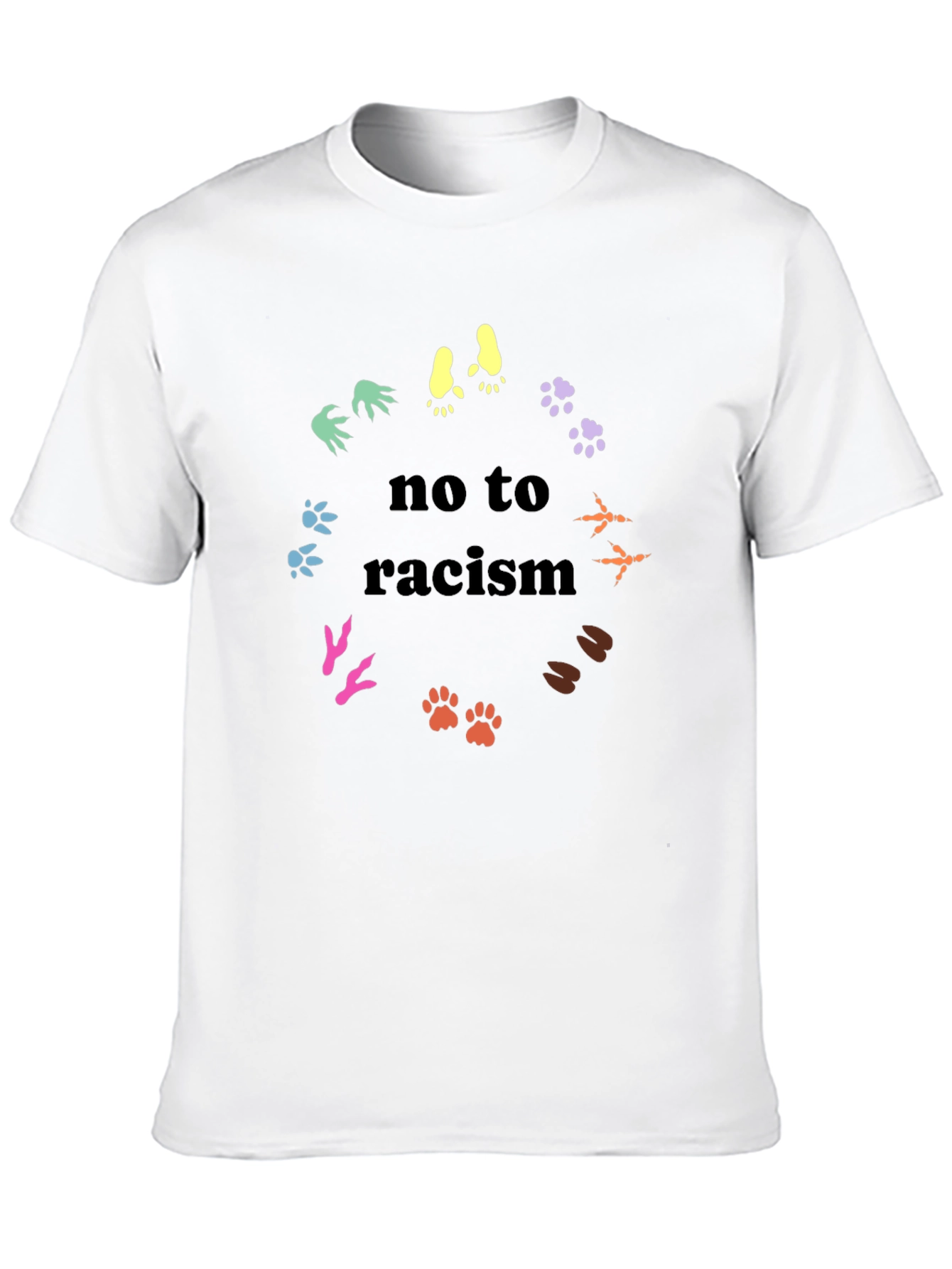 No To Racism T-Shirt - Animal Paw Prints