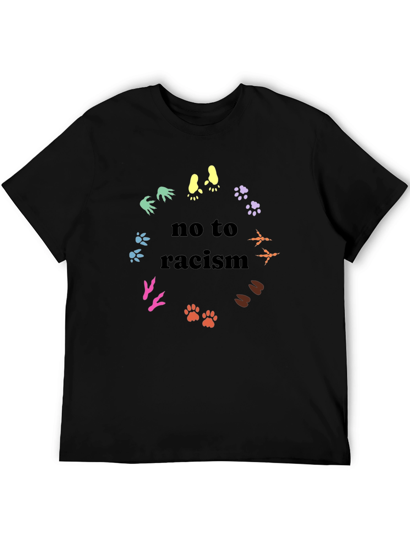 No To Racism T-Shirt - Animal Paw Prints