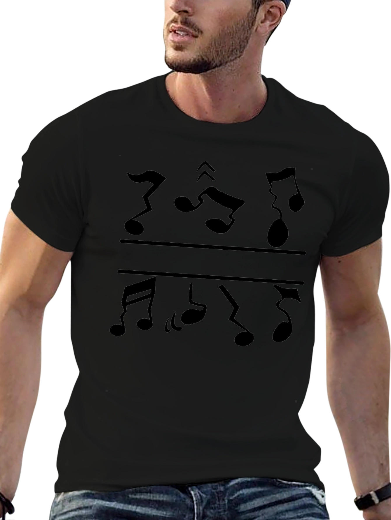 Music Note Graphic Black T-Shirt
