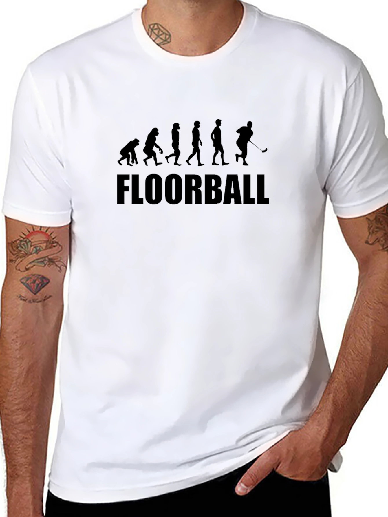 Evolution of Floorball Black T-Shirt