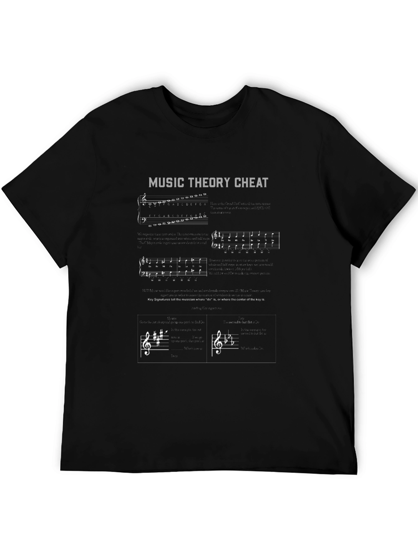Music Theory Cheat Sheet Graphic T-Shirt