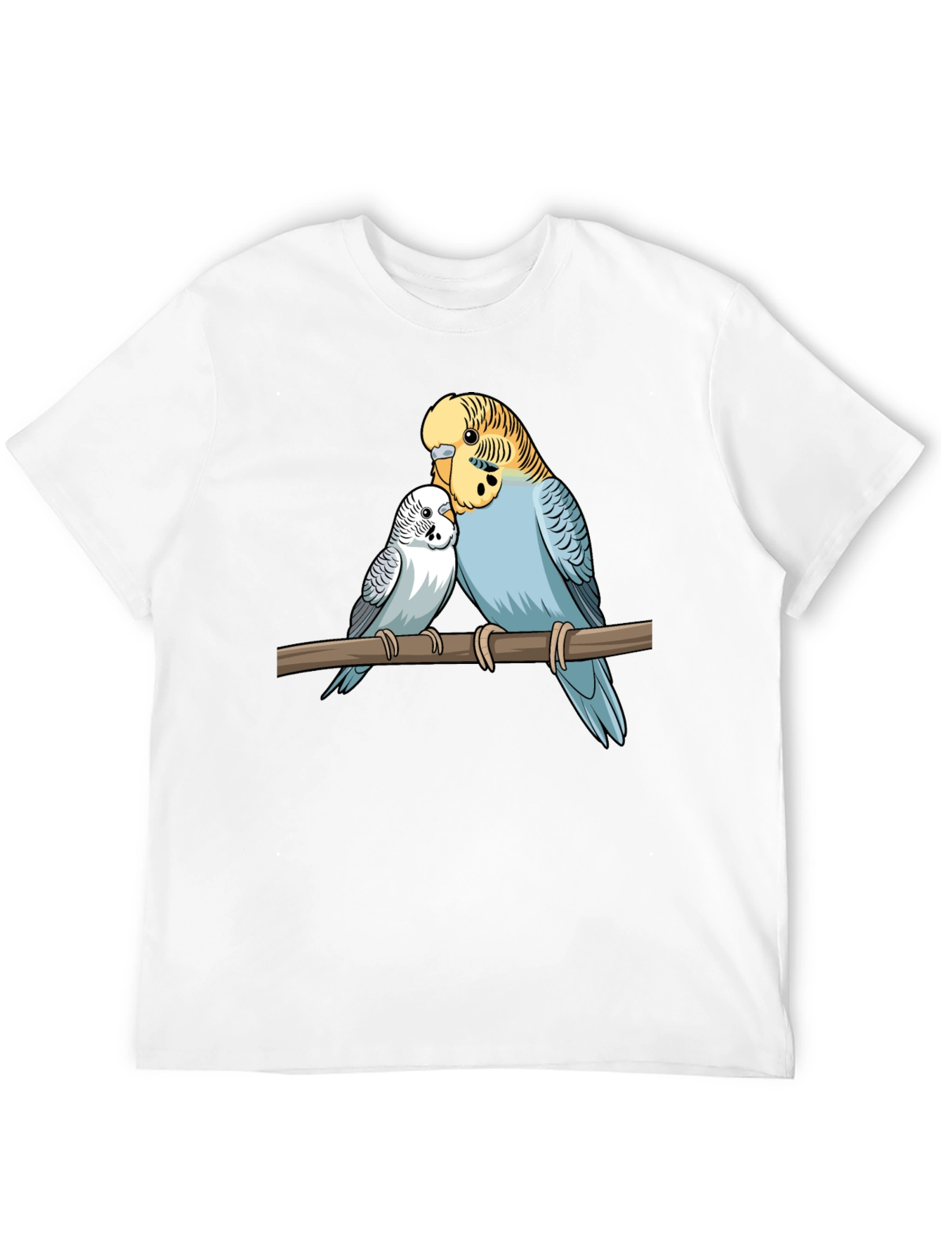 Budgie Birds Graphic Print Black T-Shirt