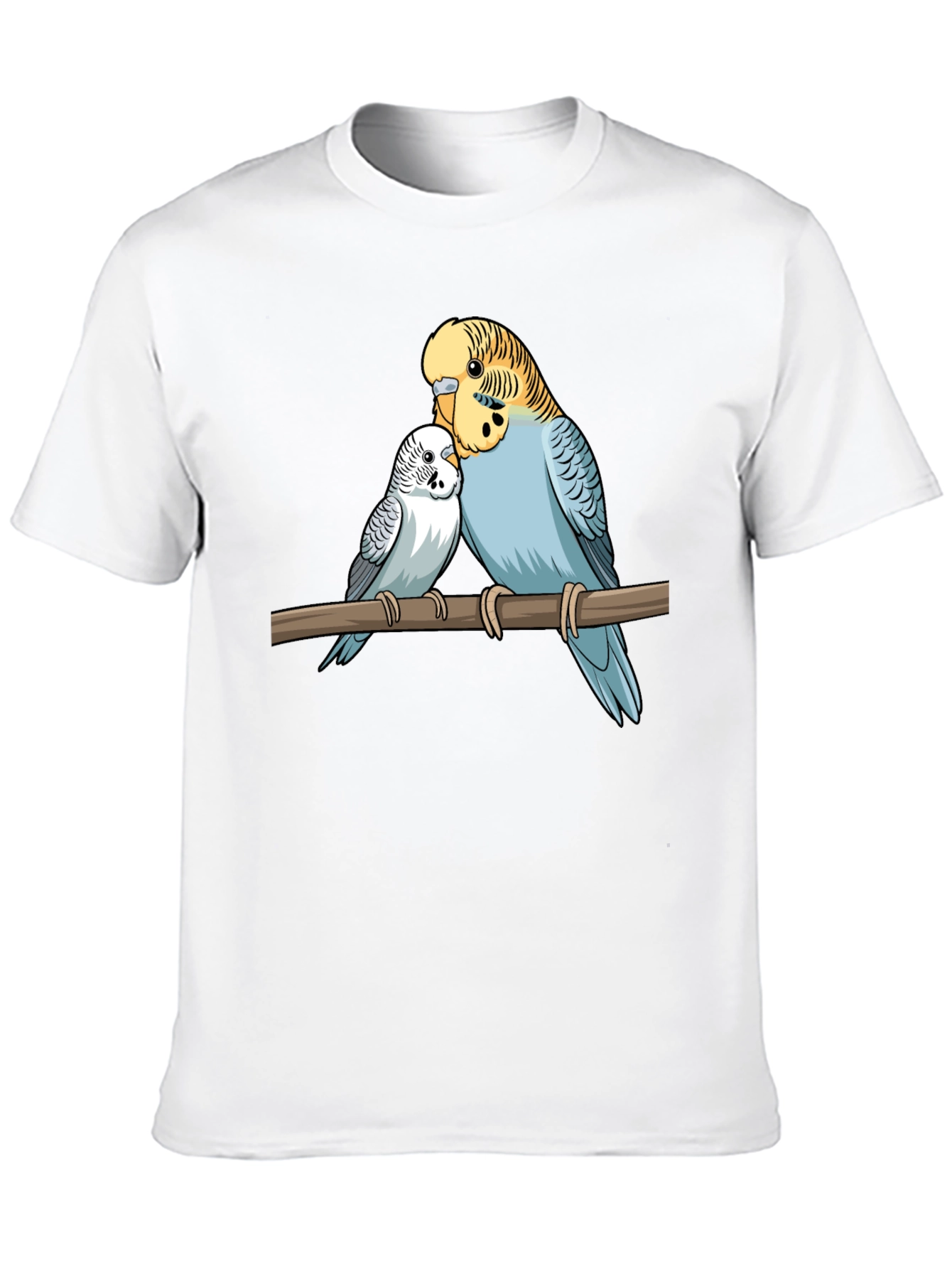 Budgie Birds Graphic Print Black T-Shirt