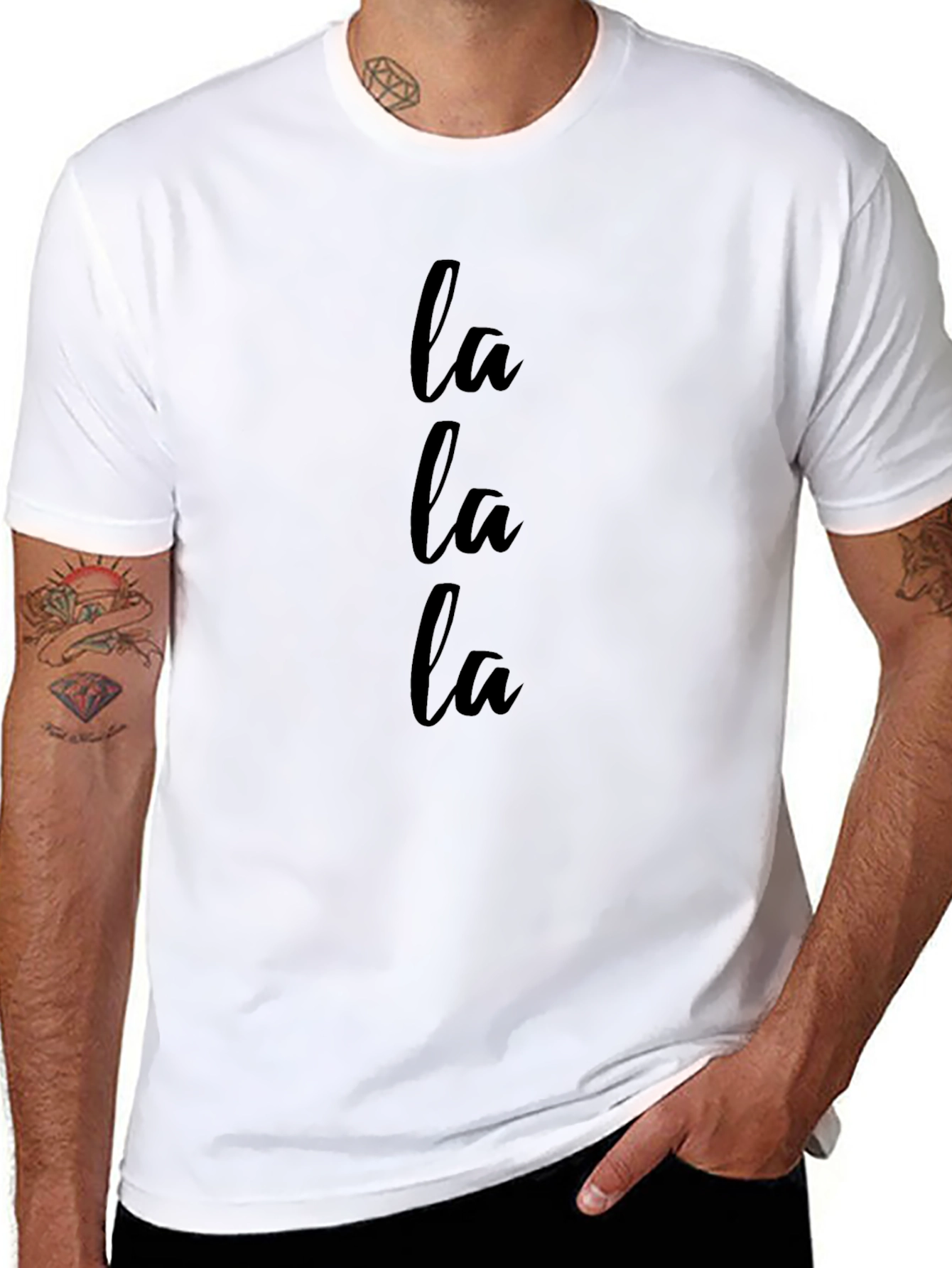 La La La Graphic Print Crew Neck Tee