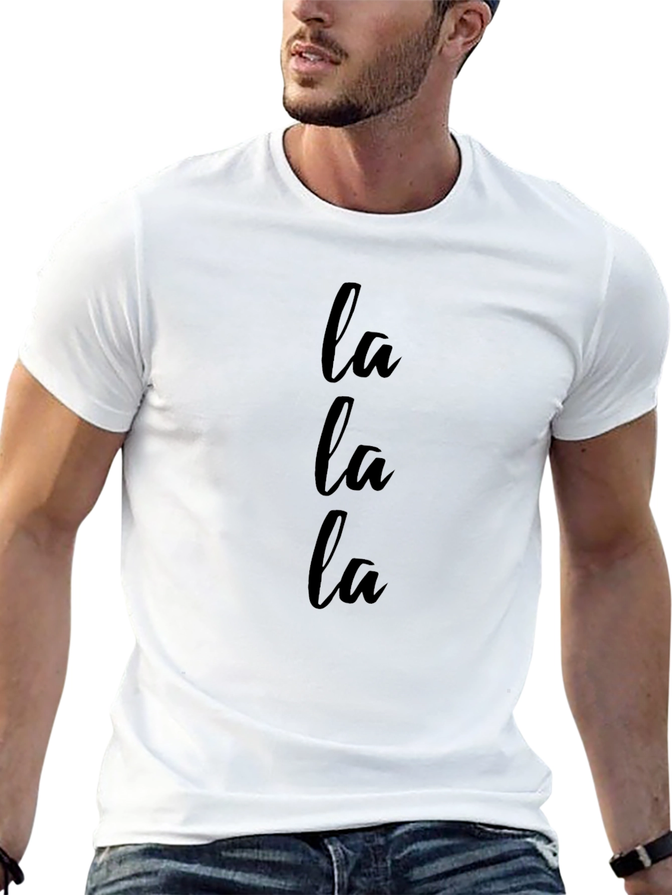 La La La Graphic Print Crew Neck Tee