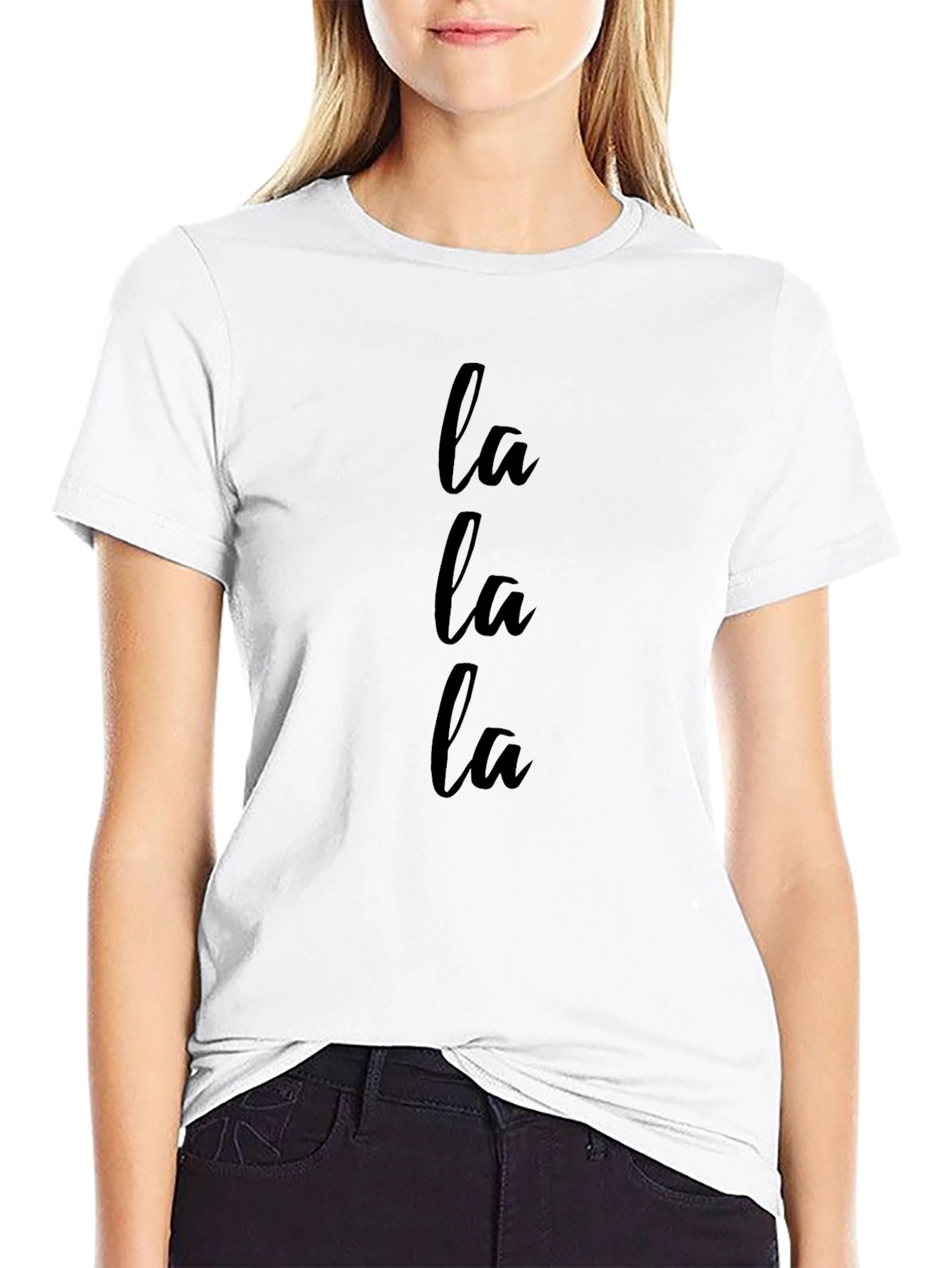 La La La Graphic Print Crew Neck Tee