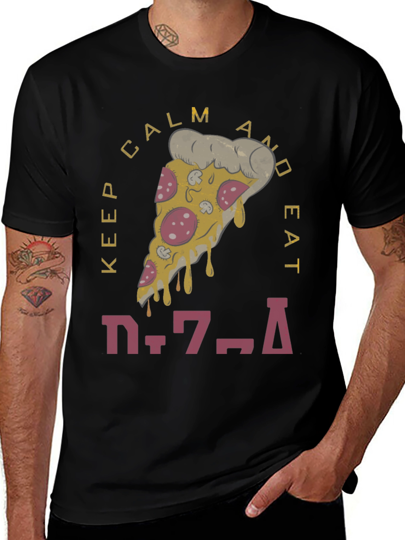 Keep Calm & Eat Pizza Graphic T-Shirt
