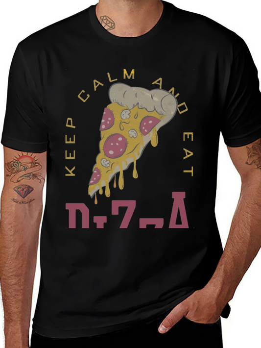 Keep Calm & Eat Pizza Graphic T-Shirt
