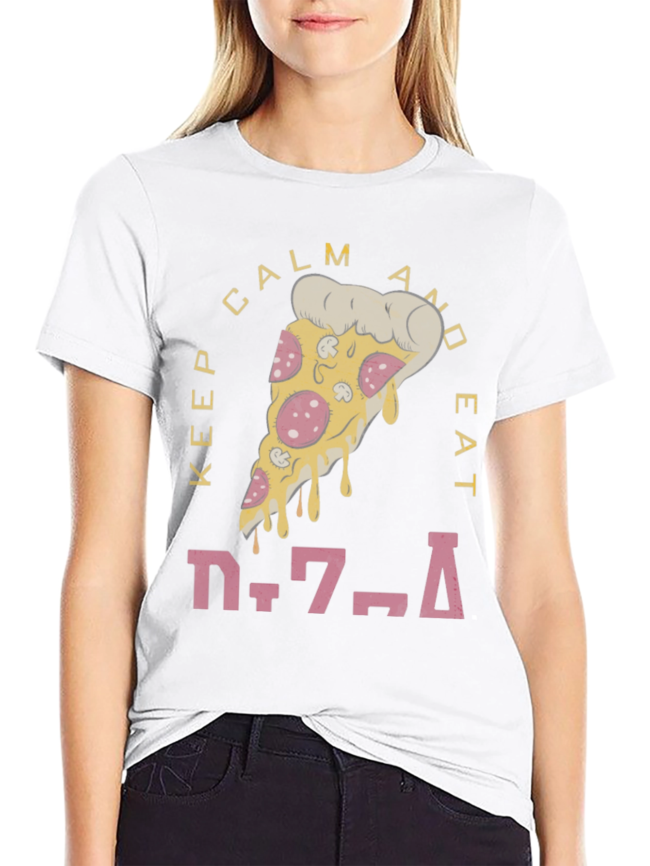 Keep Calm & Eat Pizza Graphic T-Shirt