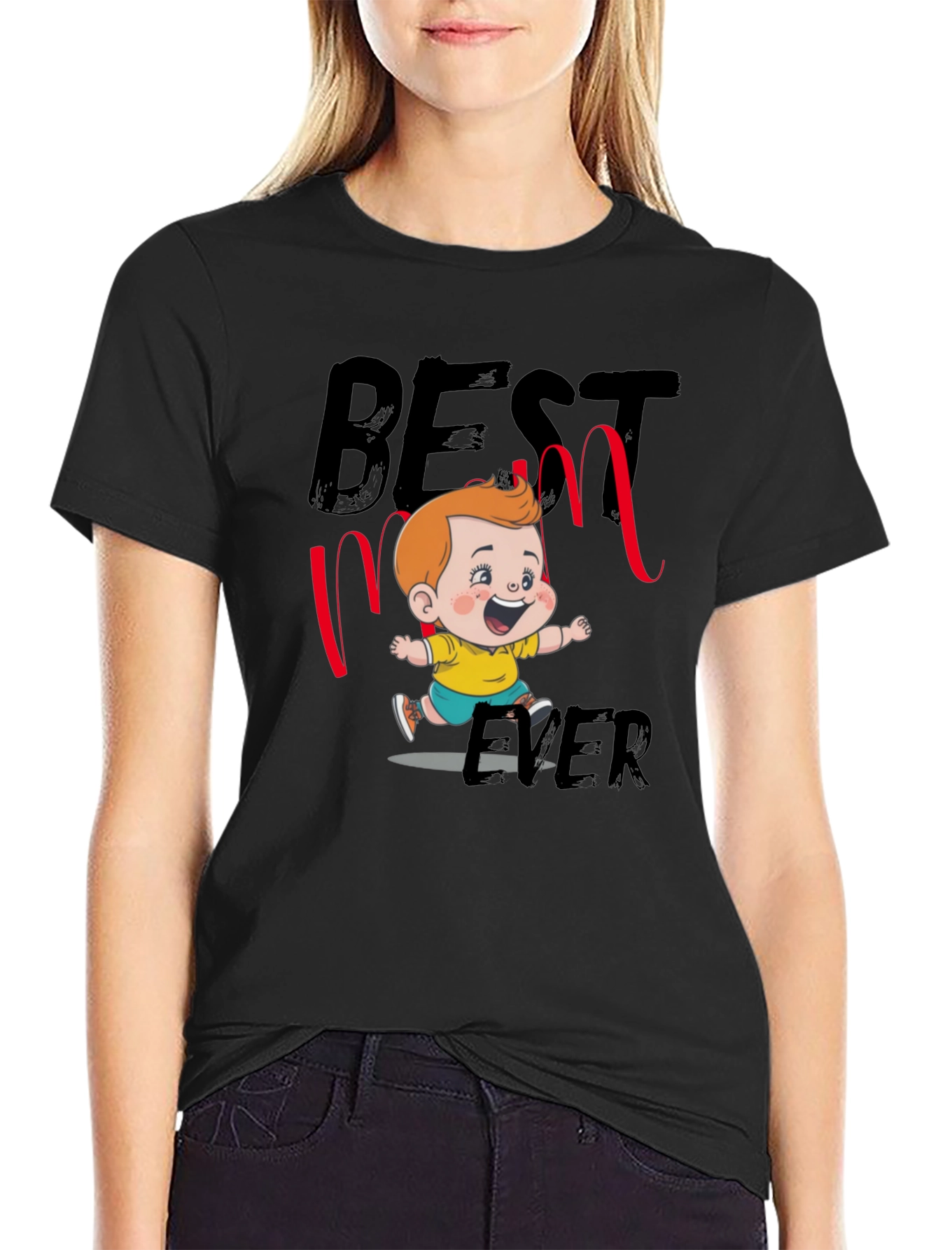 Best Mom Ever T-Shirt - Cute Cartoon Design