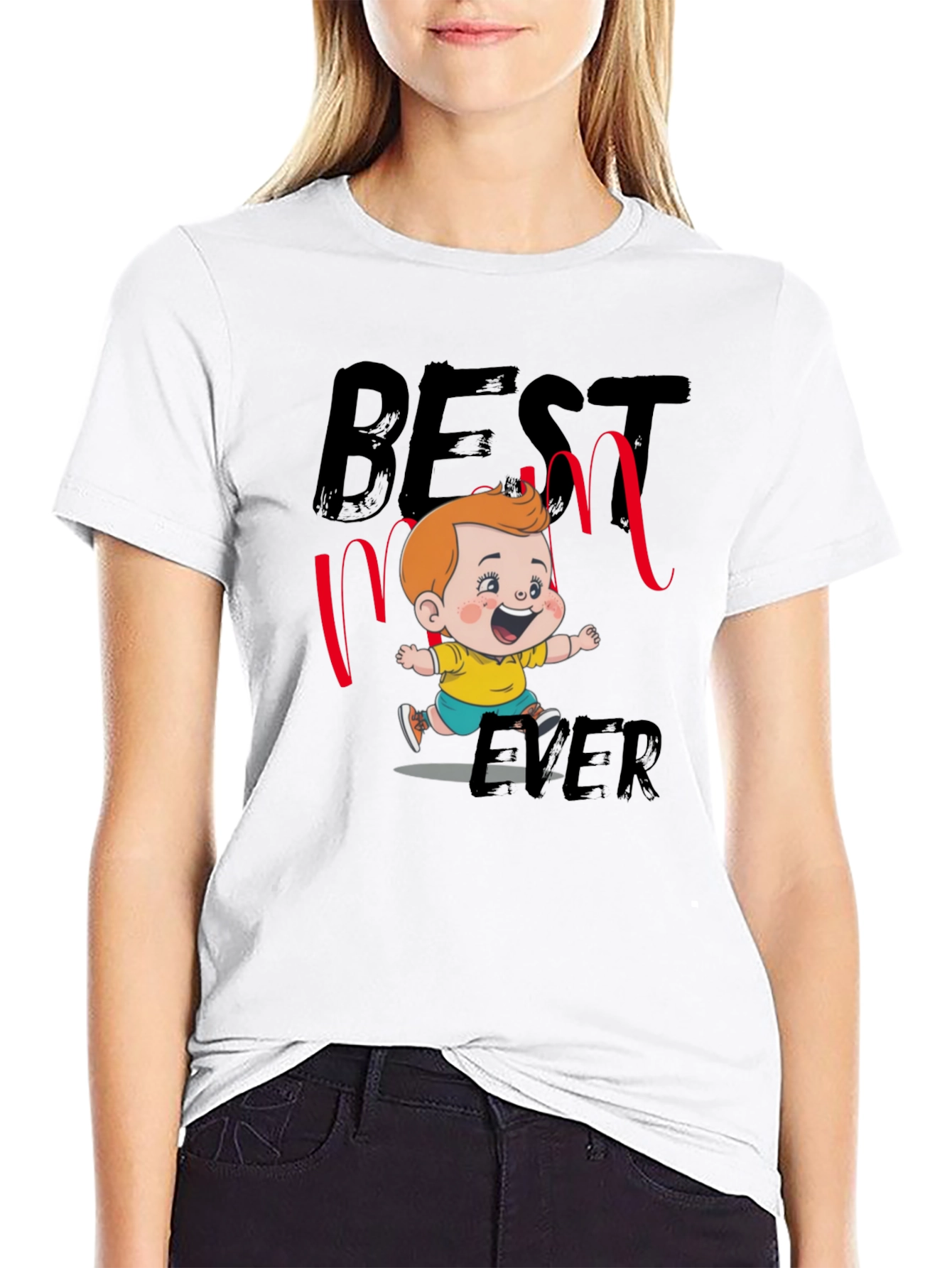 Best Mom Ever T-Shirt - Cute Cartoon Design
