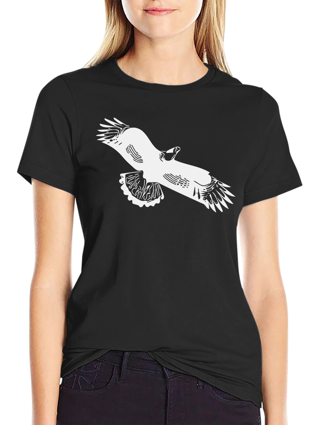 Black T-Shirt with Eagle Graphic Print