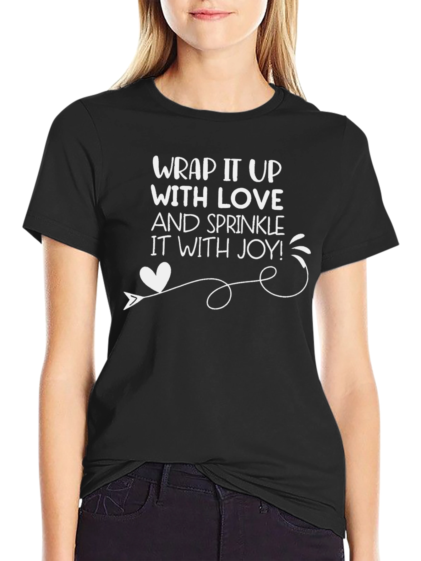 Wrap It Up With Love Black Graphic Tee