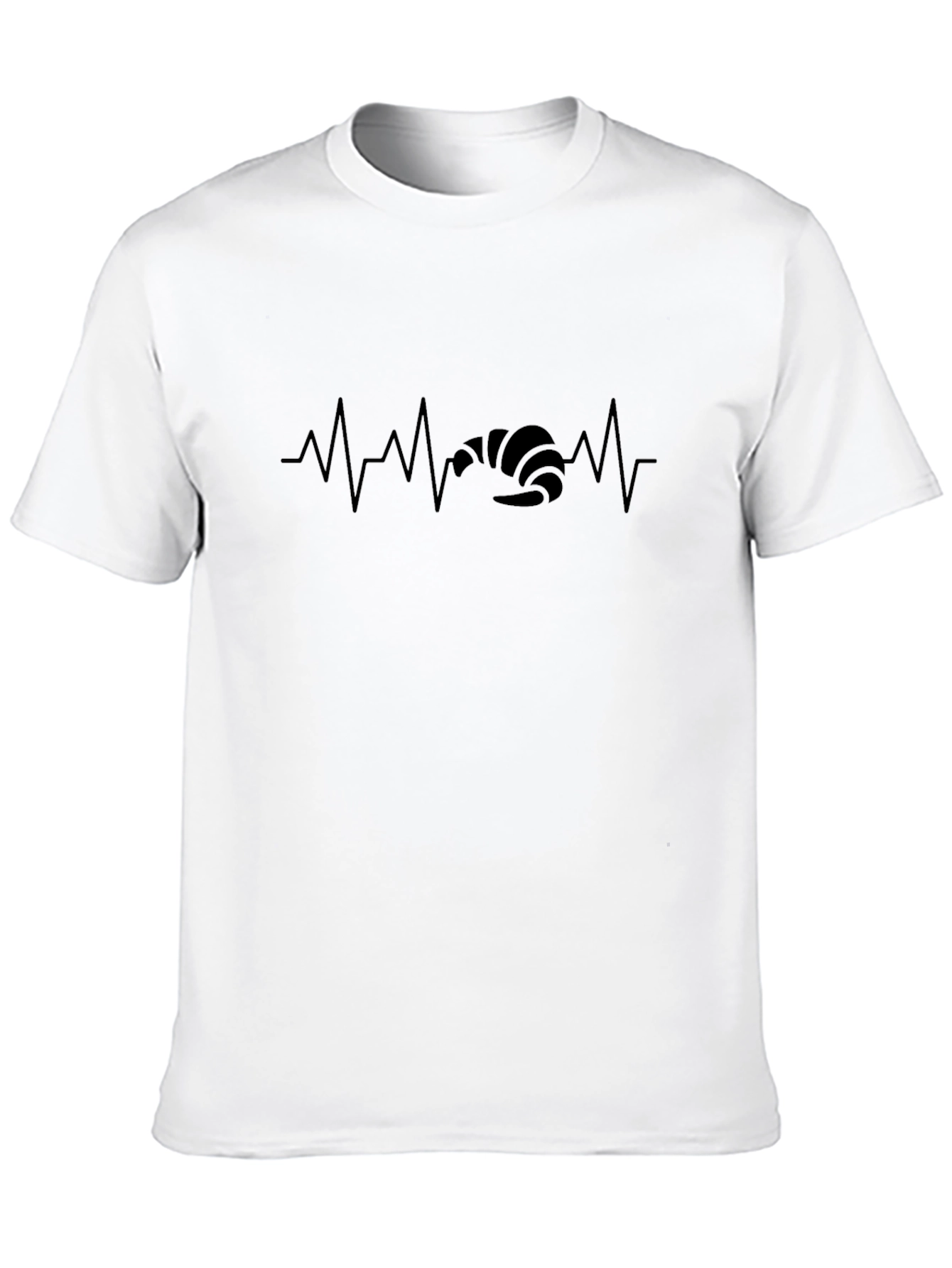 Croissant Heartbeat T-Shirt - Black Cotton Tee