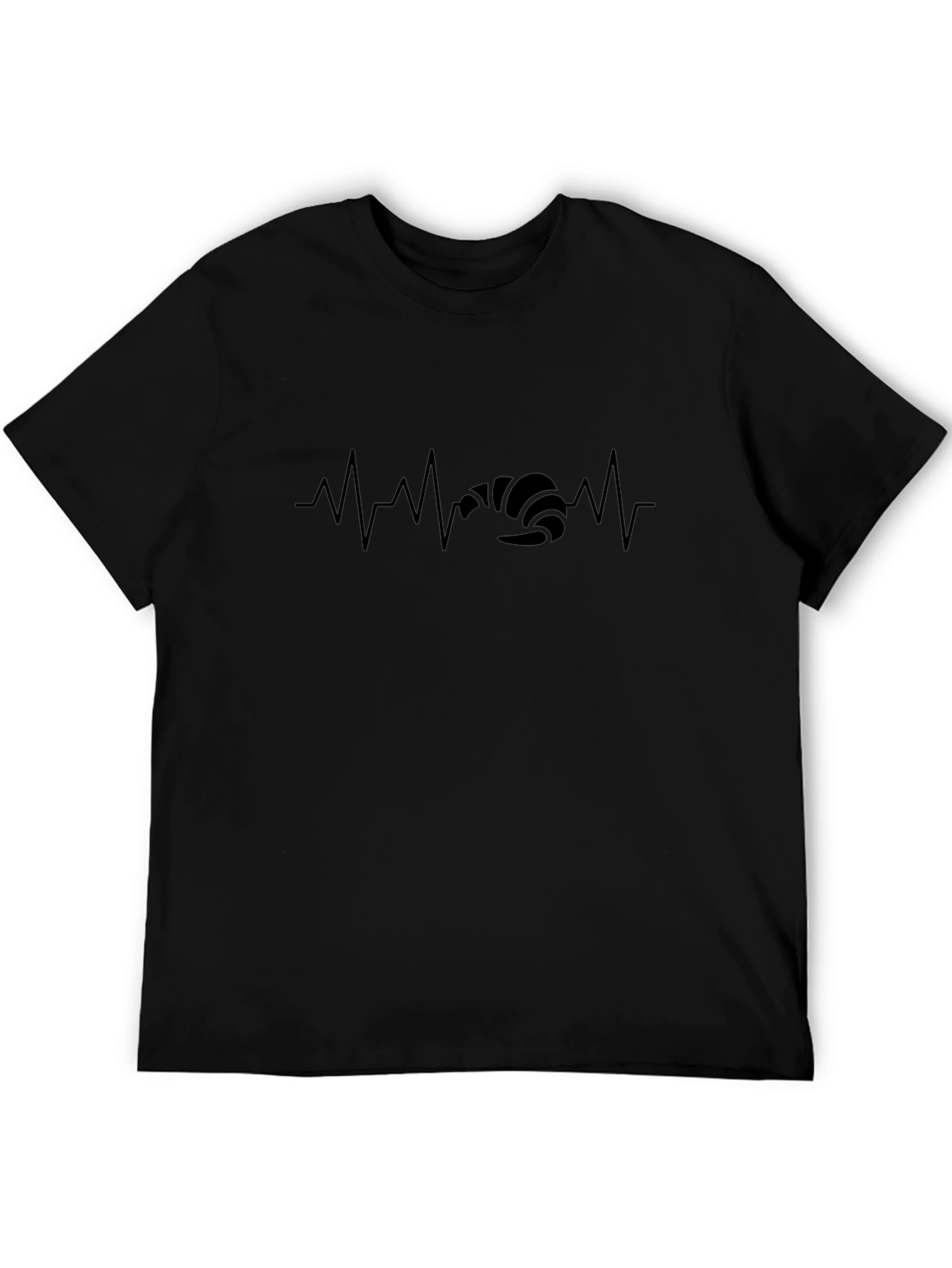Croissant Heartbeat T-Shirt - Black Cotton Tee