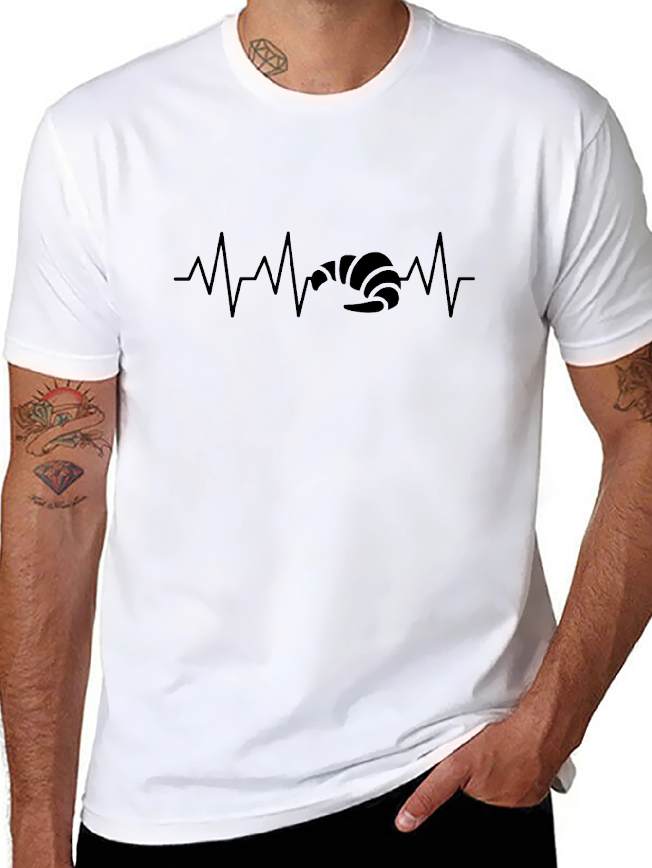 Croissant Heartbeat T-Shirt - Black Cotton Tee