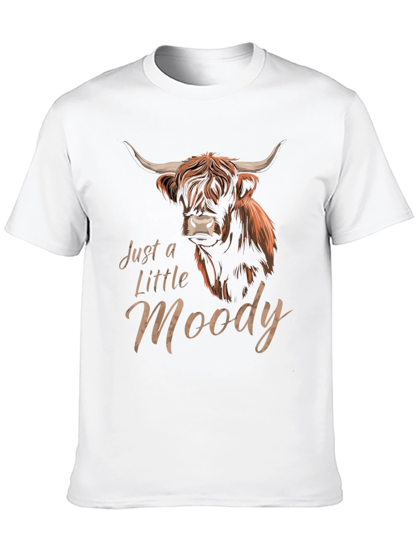 Just a Little Moody Highland Cow Graphic T-Shirt