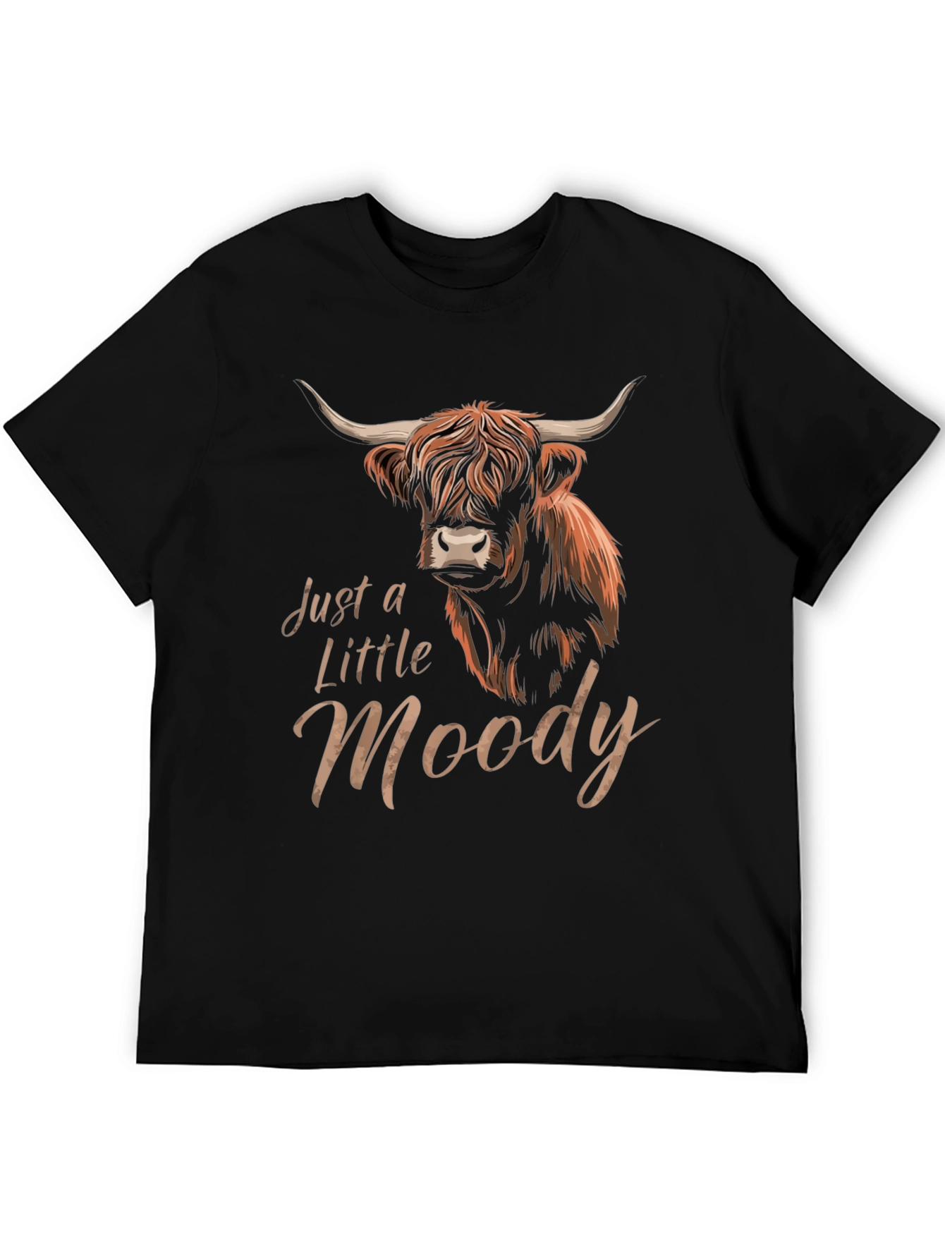 Just a Little Moody Highland Cow Graphic T-Shirt