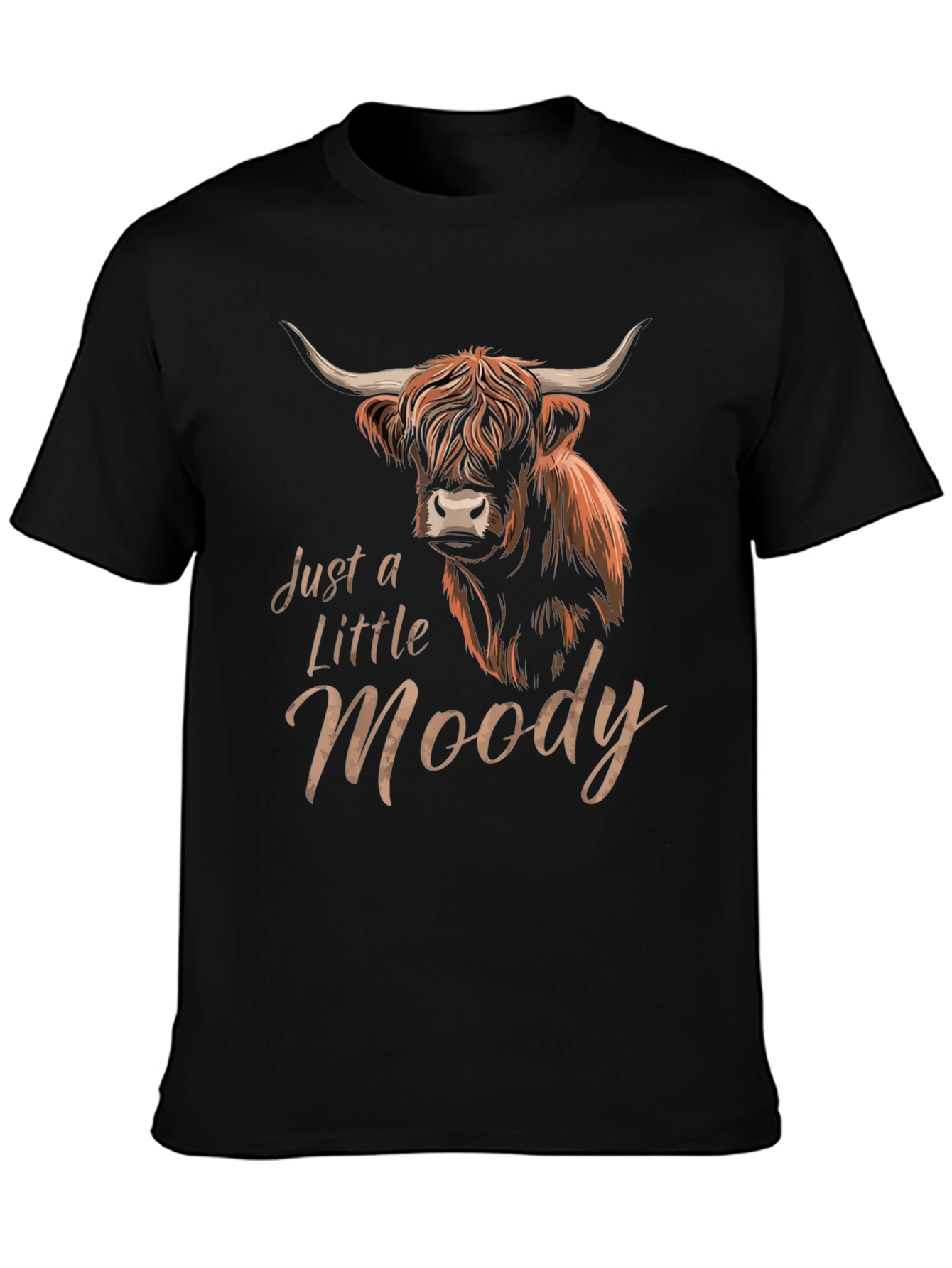 Just a Little Moody Highland Cow Graphic T-Shirt