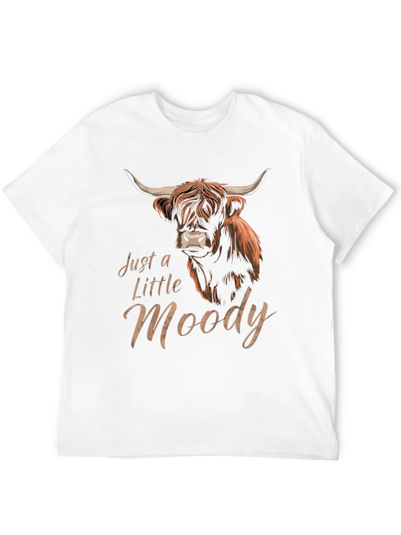 Just a Little Moody Highland Cow Graphic T-Shirt