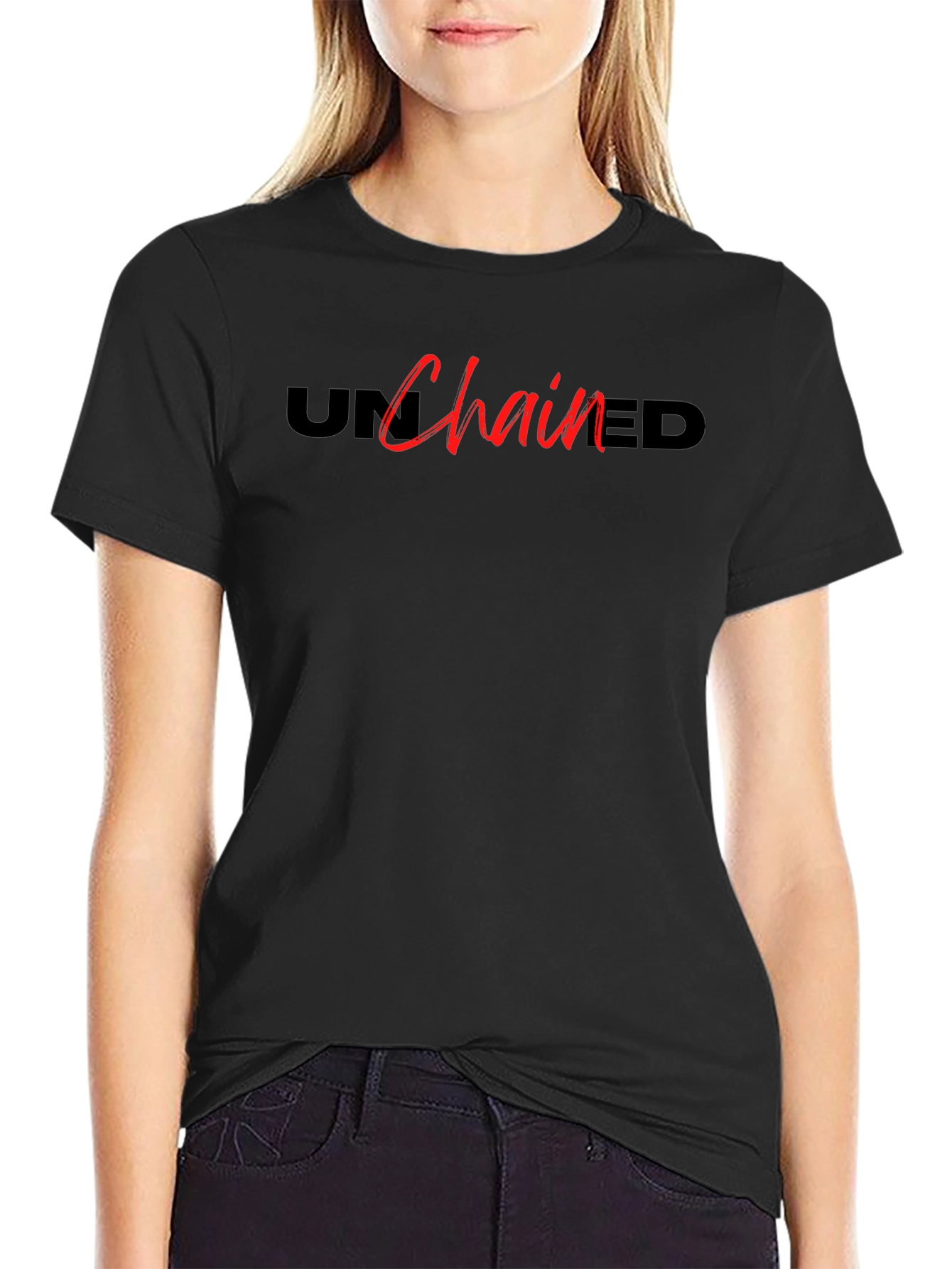 Unchained Black T-Shirt - Bold Graphic Design