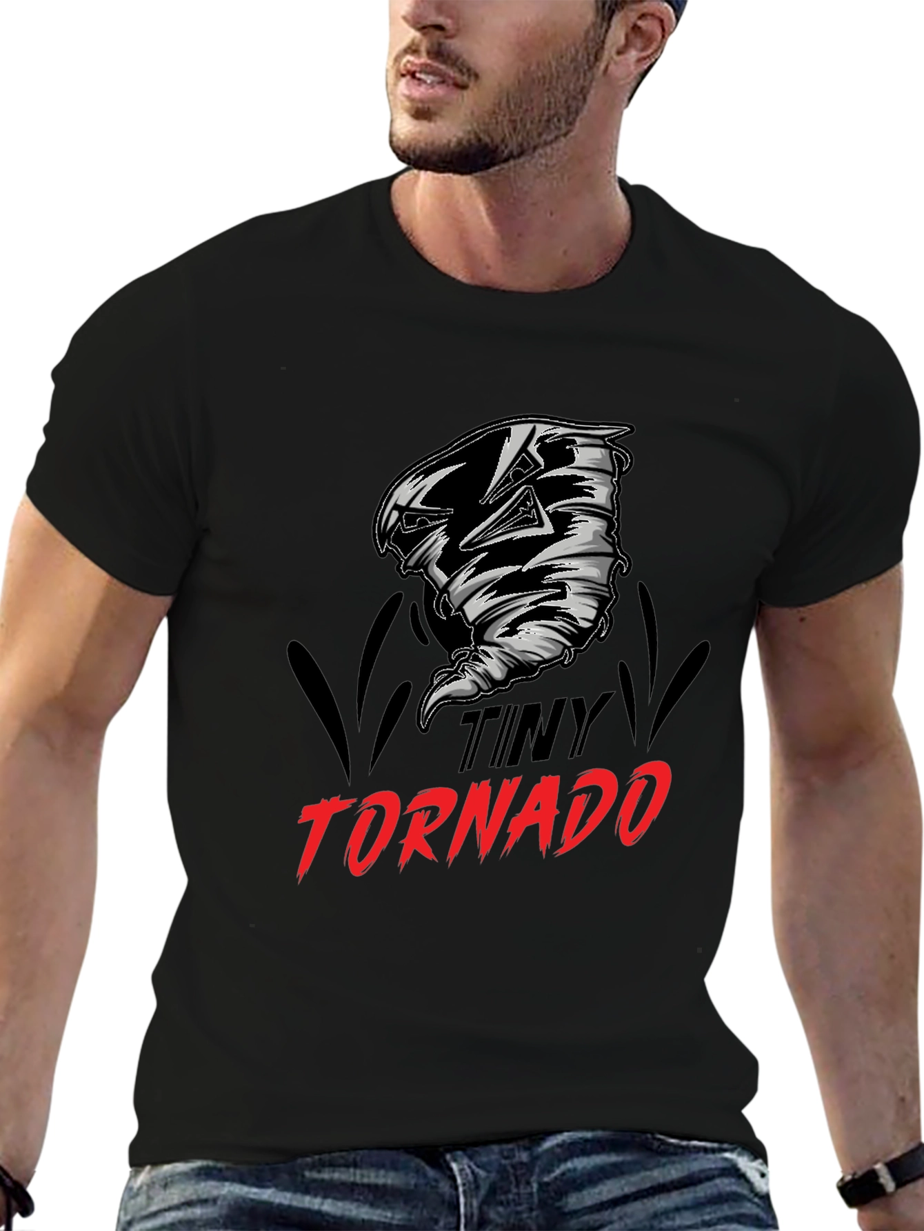Tiny Tornado Graphic T-Shirt - Black Cotton Tee