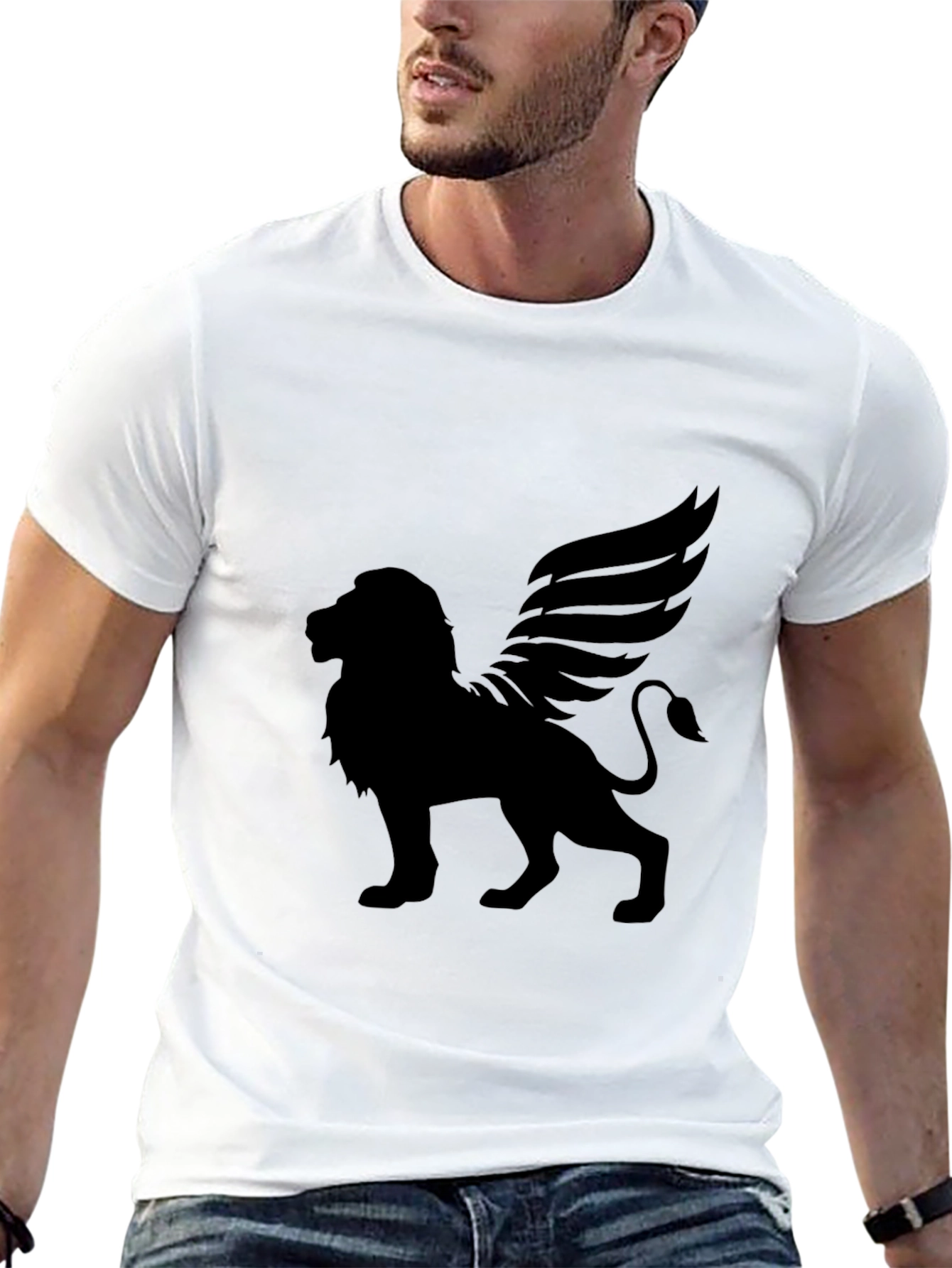 Winged Lion Black T-Shirt - Unique Graphic Tee